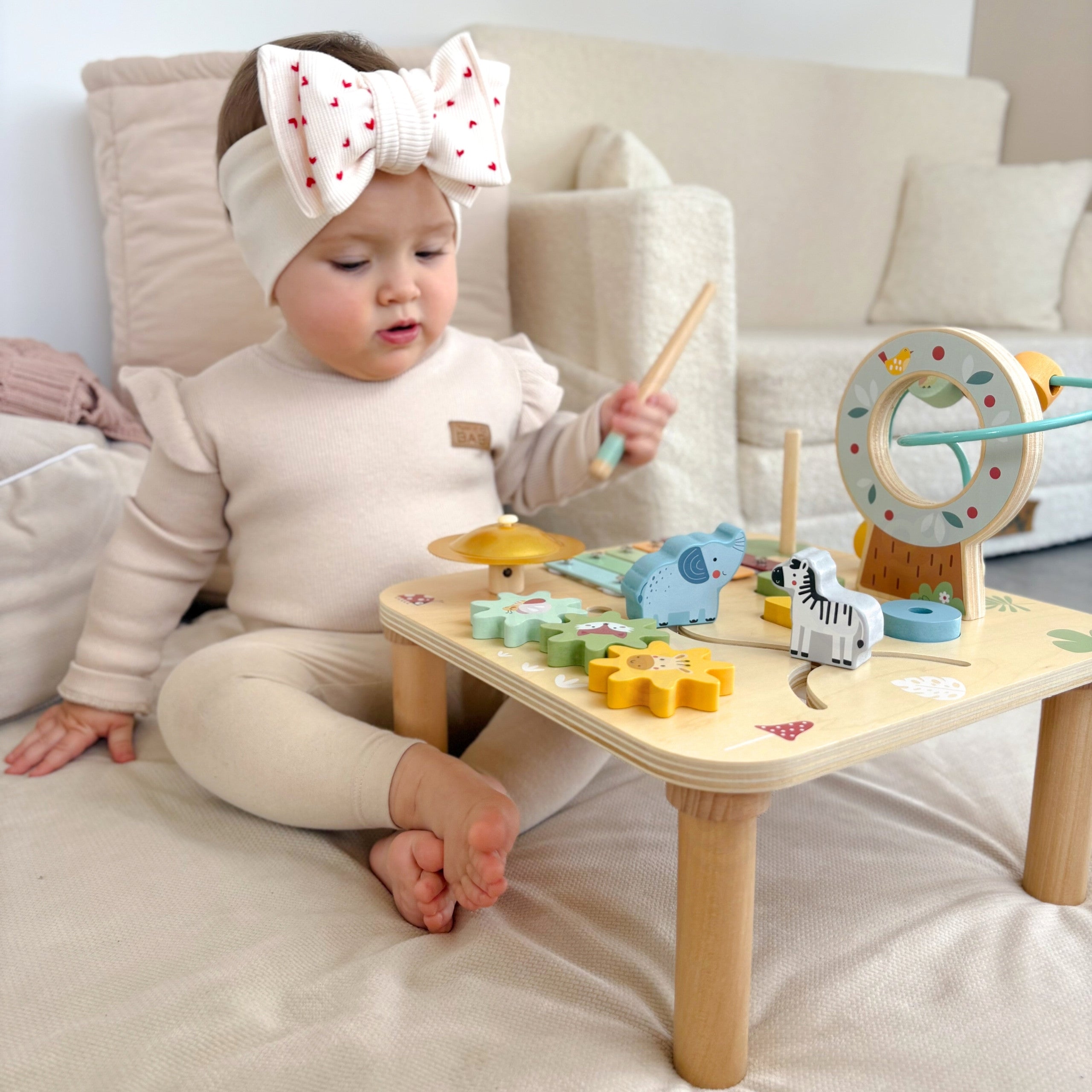 Woopie Green Wooden Educational Table Musical Sensory Maze 5 In 1