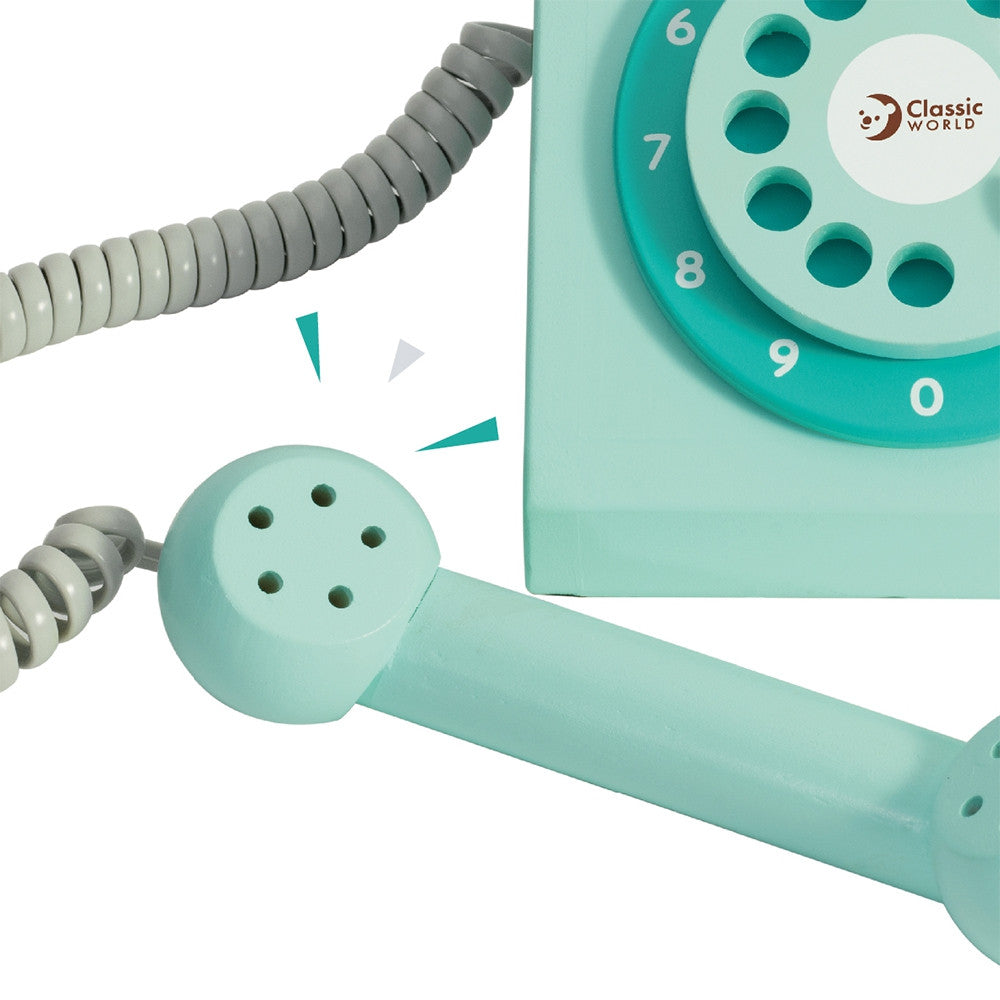 Classic World Klassisches Holztelefon für Kinder 4-tlg.