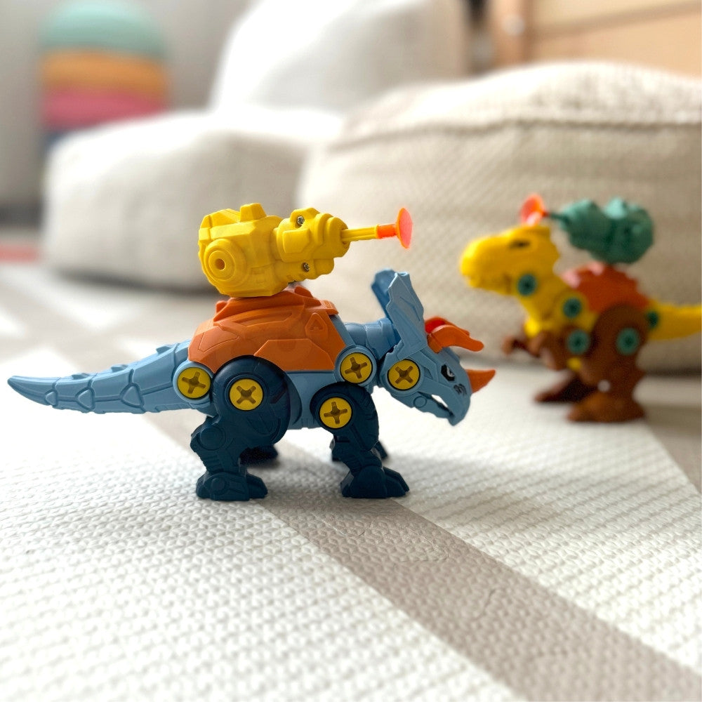 Woopie Dinosaurs To Screw 3-delad konstruktionsset i en låda + borr och skruvmejsel