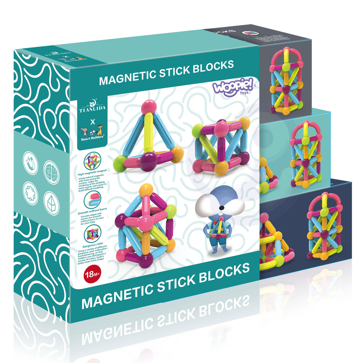 Woopie magnetické stavebné bloky vzdelávacie veľké hrubé 28 ks.