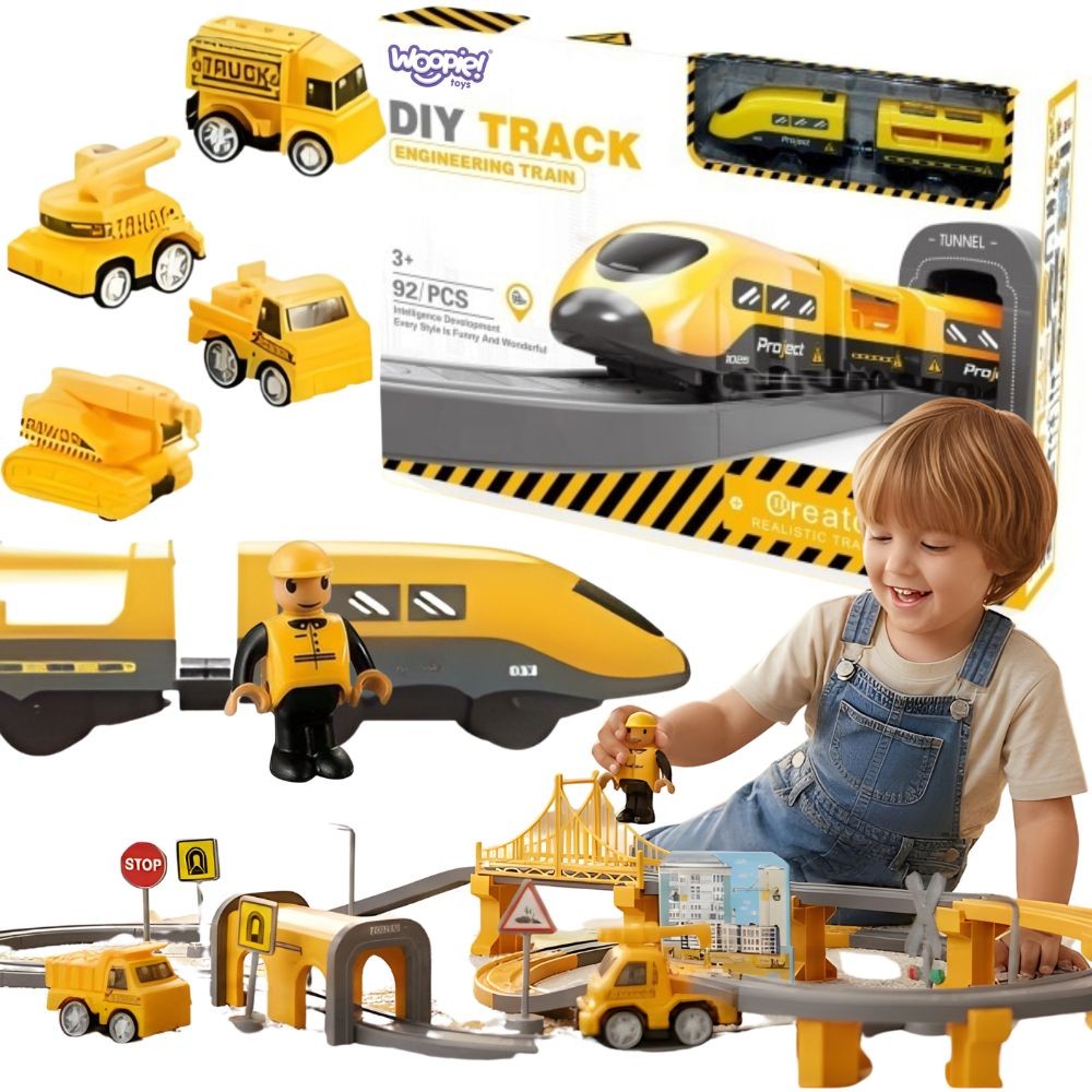 Woopie Electric Train Locomotive Construction Crew Set 92pcs.
