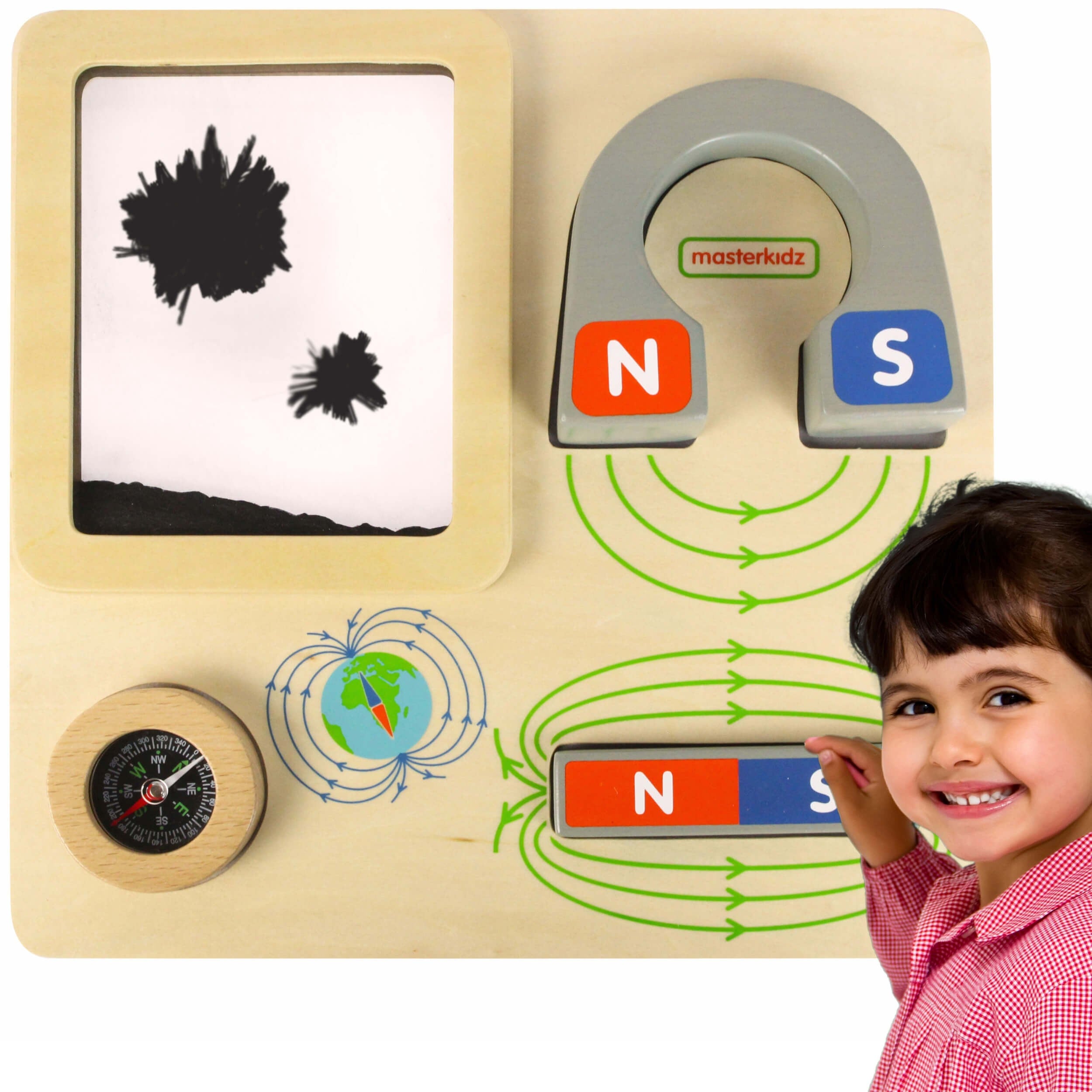 Masterkidz Magnetic Play oktatótábla Montessori iránytű