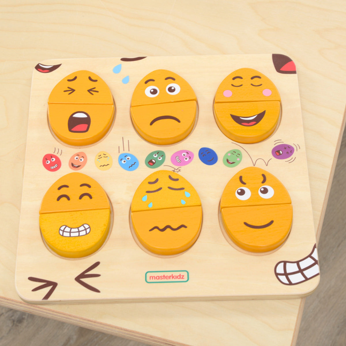 Drevené vajíčka Masterkidz Emotion Learning Board – aký humor? Montessori