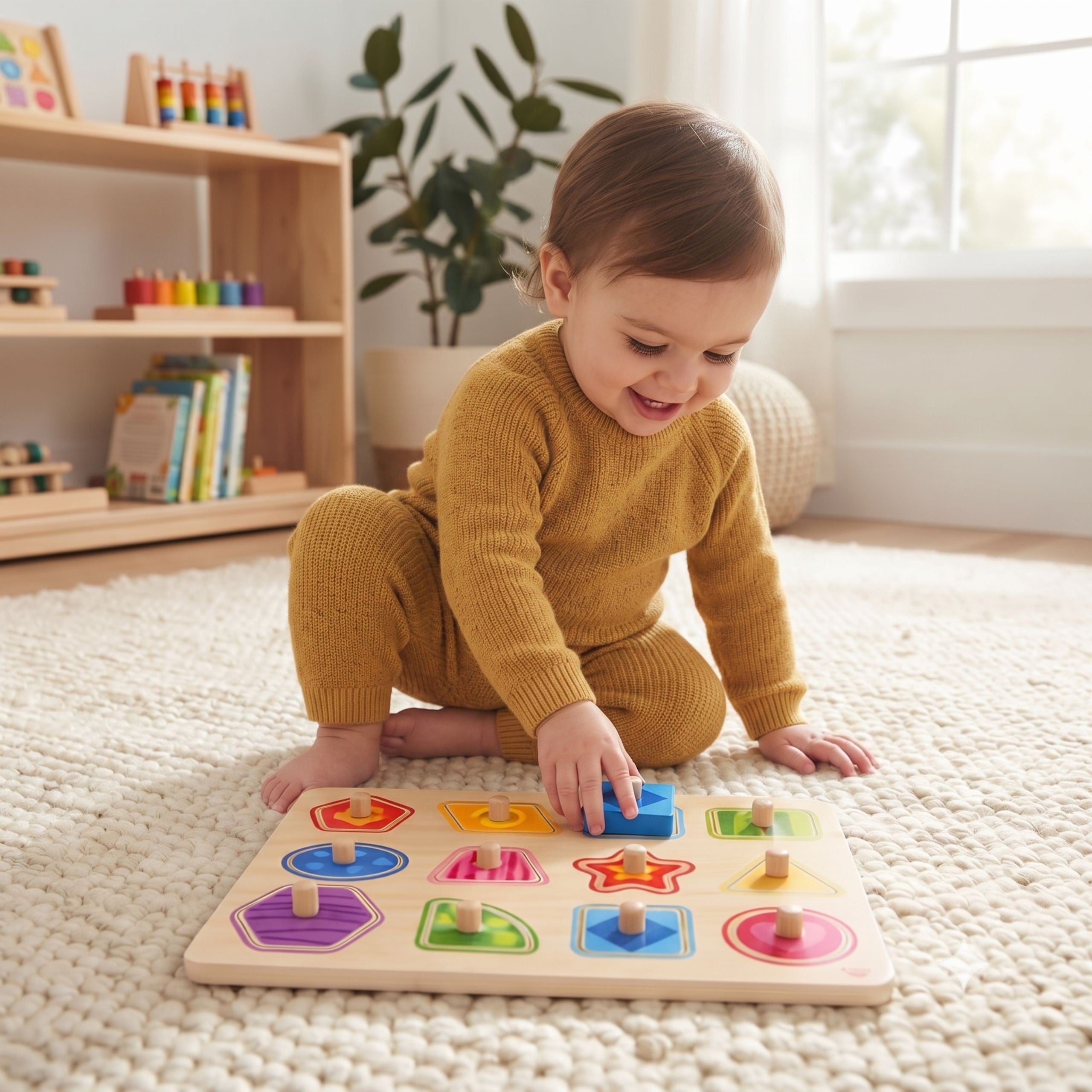 Tooky Toy Puzzle Montessori Shape Learning Puzzle With Pushpins
