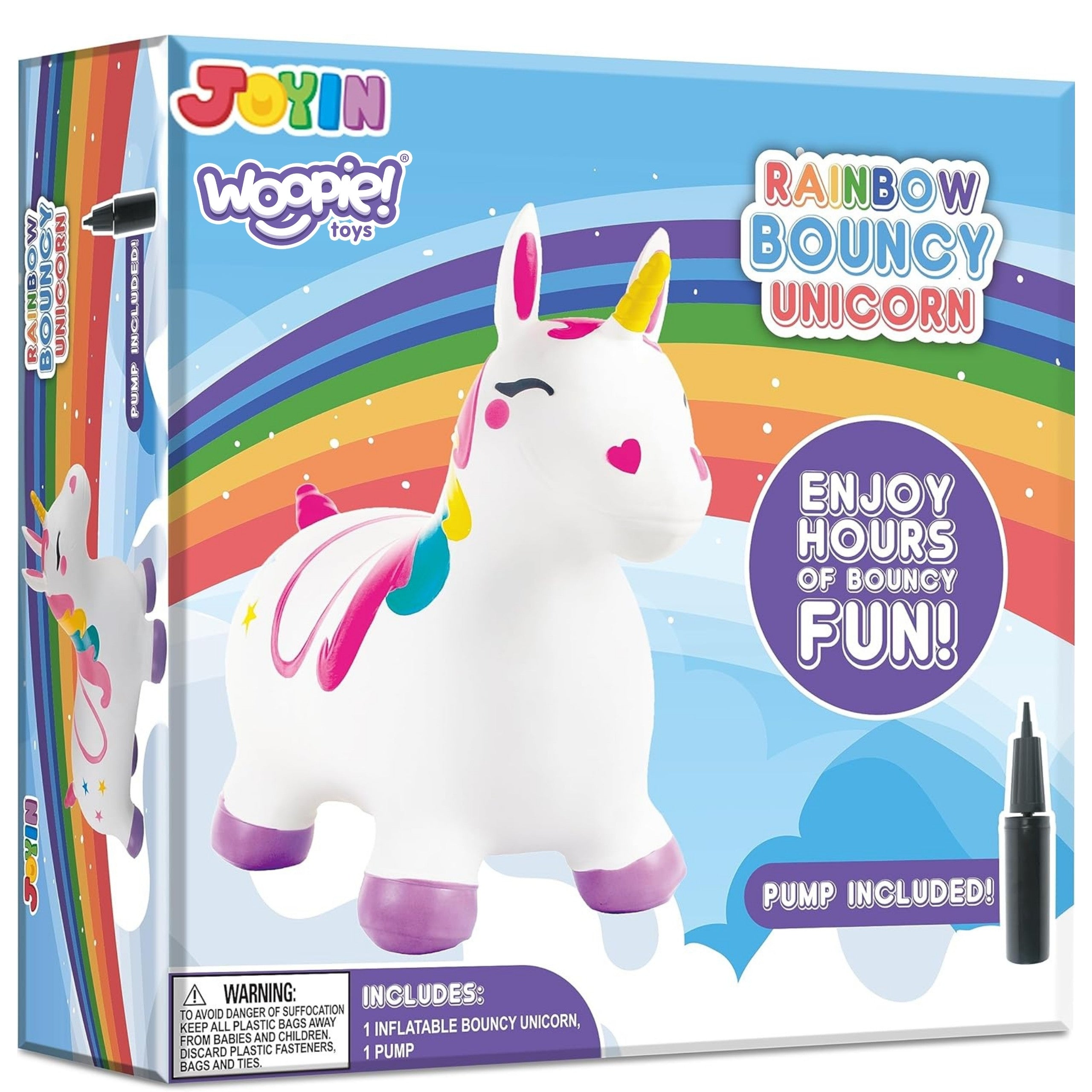 Woopie gummibygel för hoppning Unicorn White + Pump