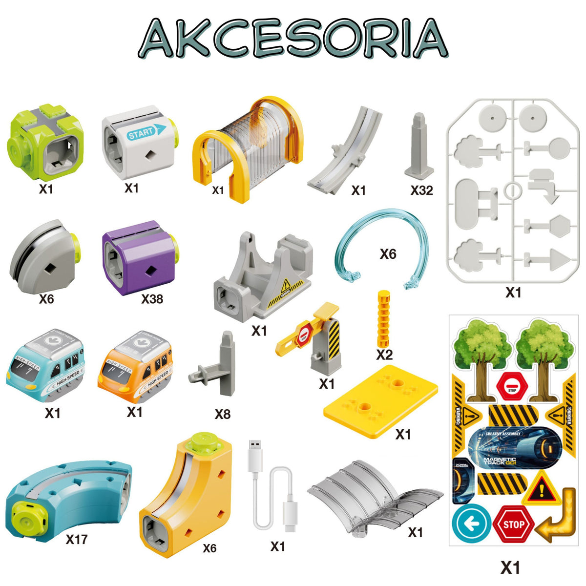 Woopie Magnetic Train Track Construction Set With Attraction Effect 126 Pcs.