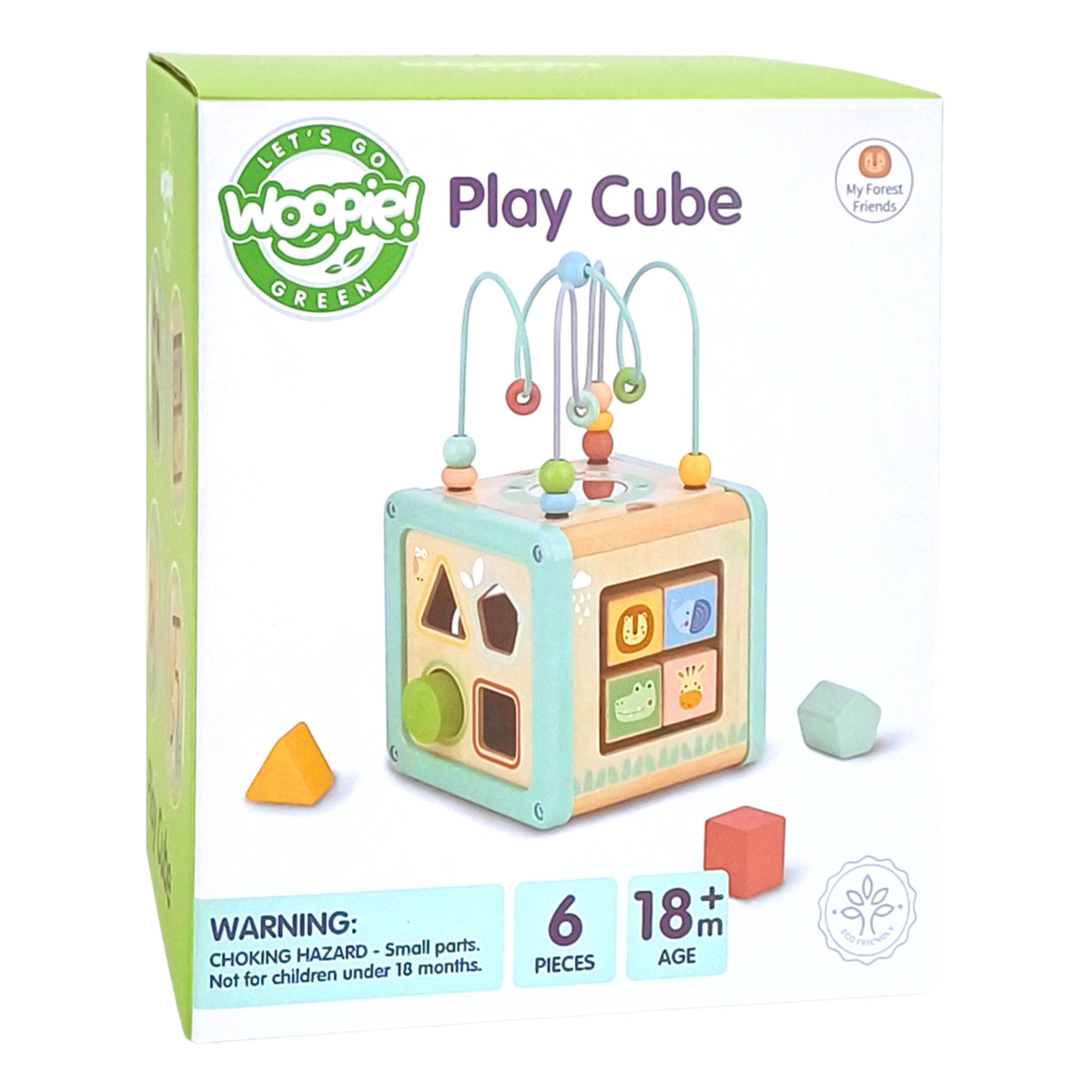 Multifunkční vzdělávací třídič Woopie Green Wooden Activity Cube