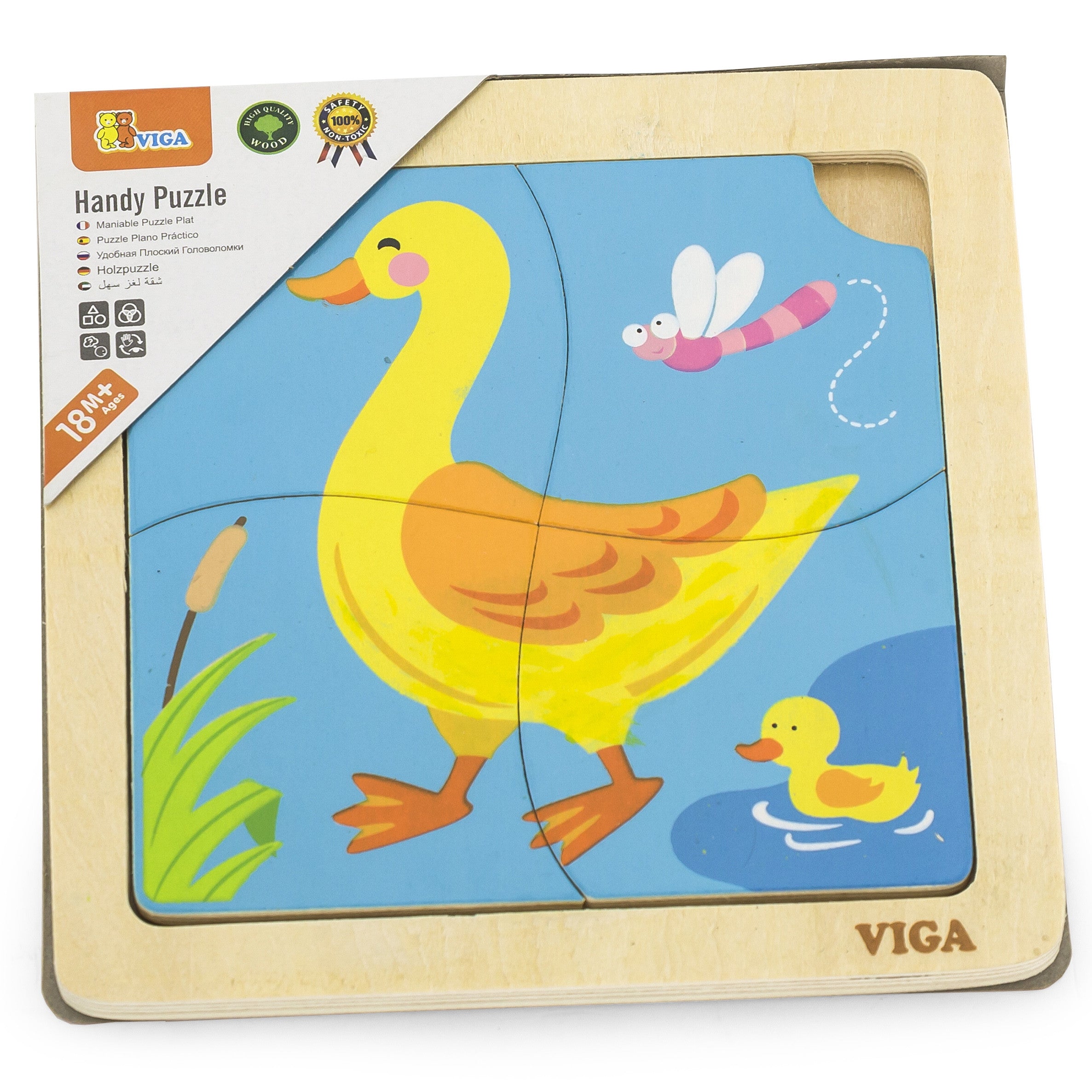 Quebra-cabeça prático de pato de madeira Viga