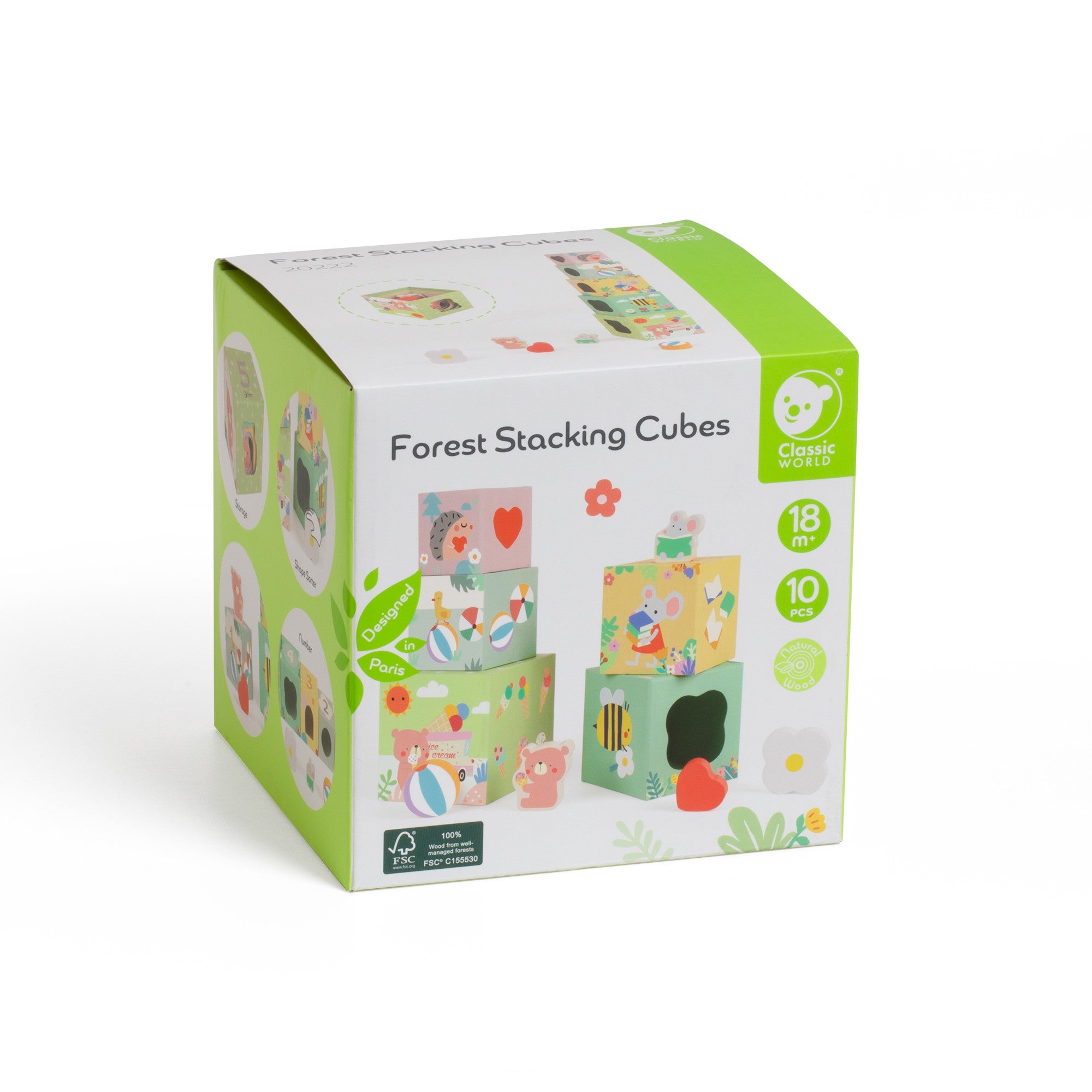 Classic World Puzzle Cubi Scatola Foresta Piramide 10 Pezzi Fsc