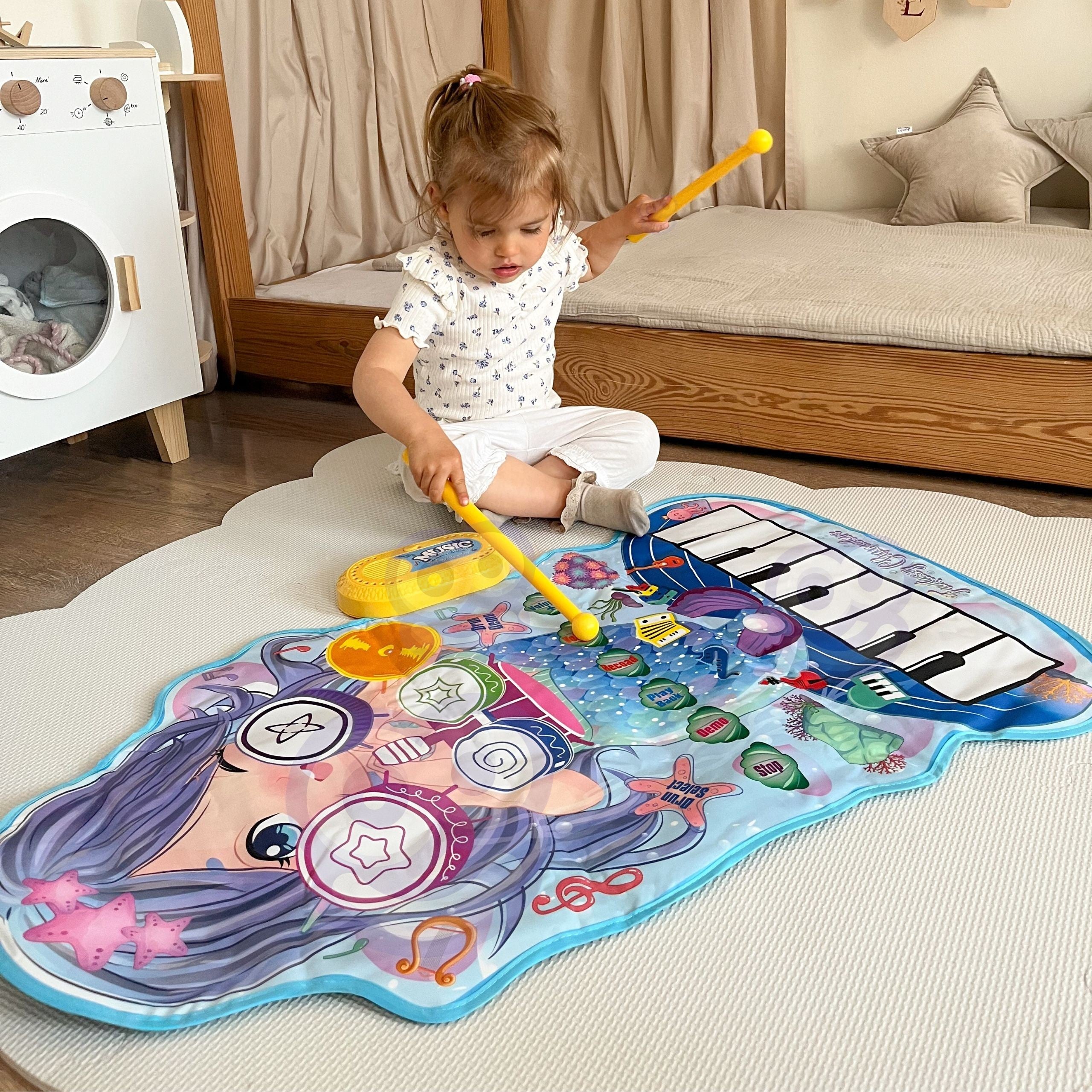 Tapete musical Woopie Mermaid 2 em 1 bateria interativa