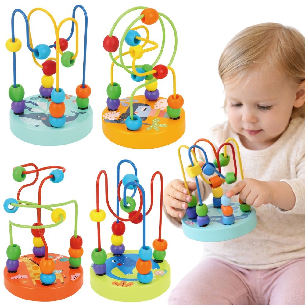 Tooky Toy Дървена образователна двигателна верига Лабиринт Преплитане