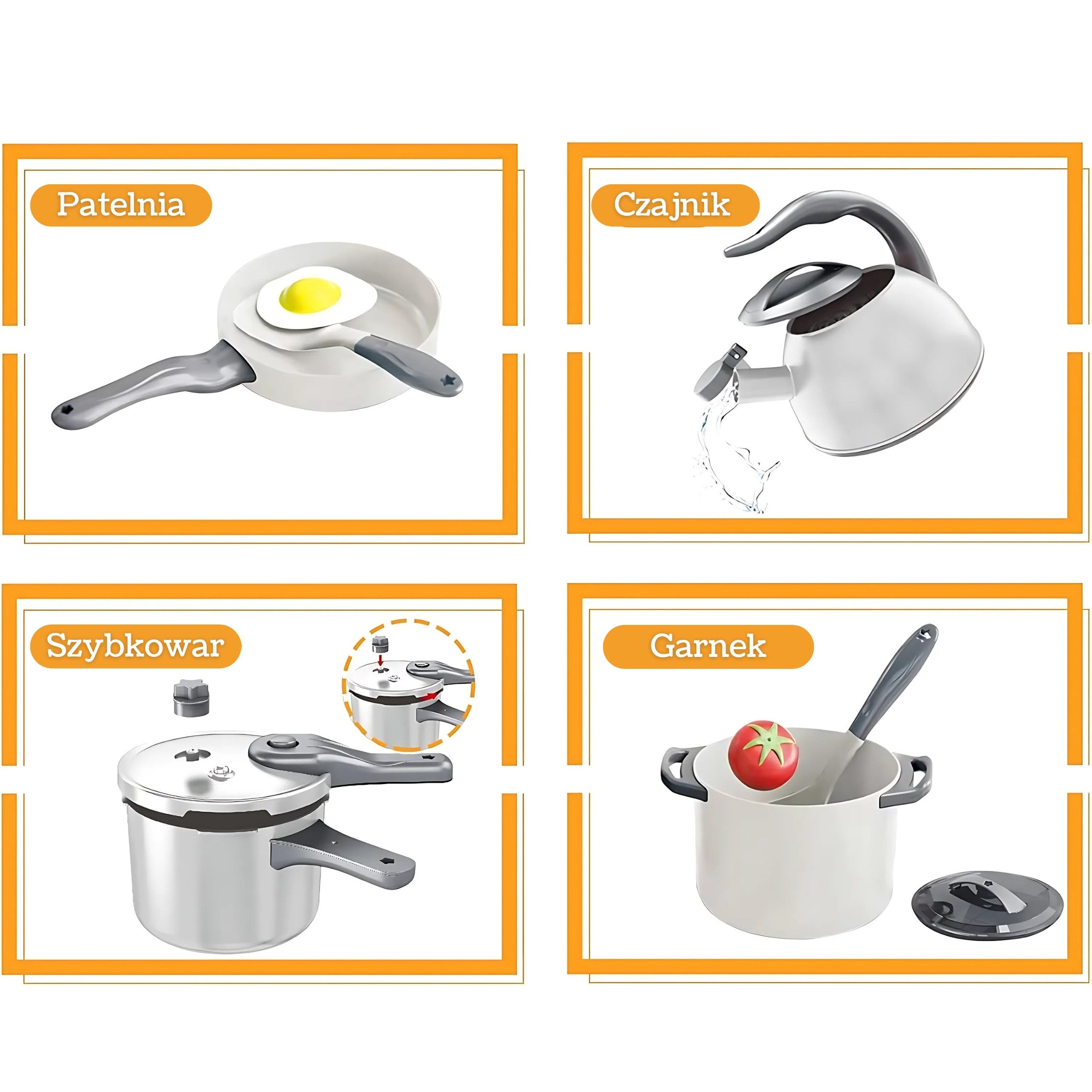 Woopie Little Chef Комплект тенджери тиган чайник бял 32 бр.