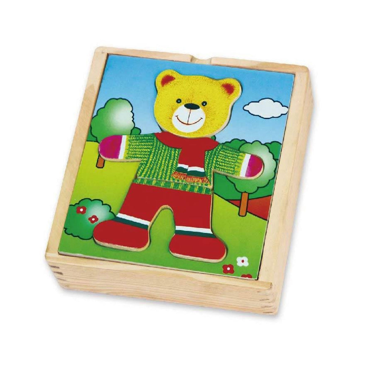 Viga Holzpuzzle Lernpuzzle Dress Up The Teddy Bear Boy