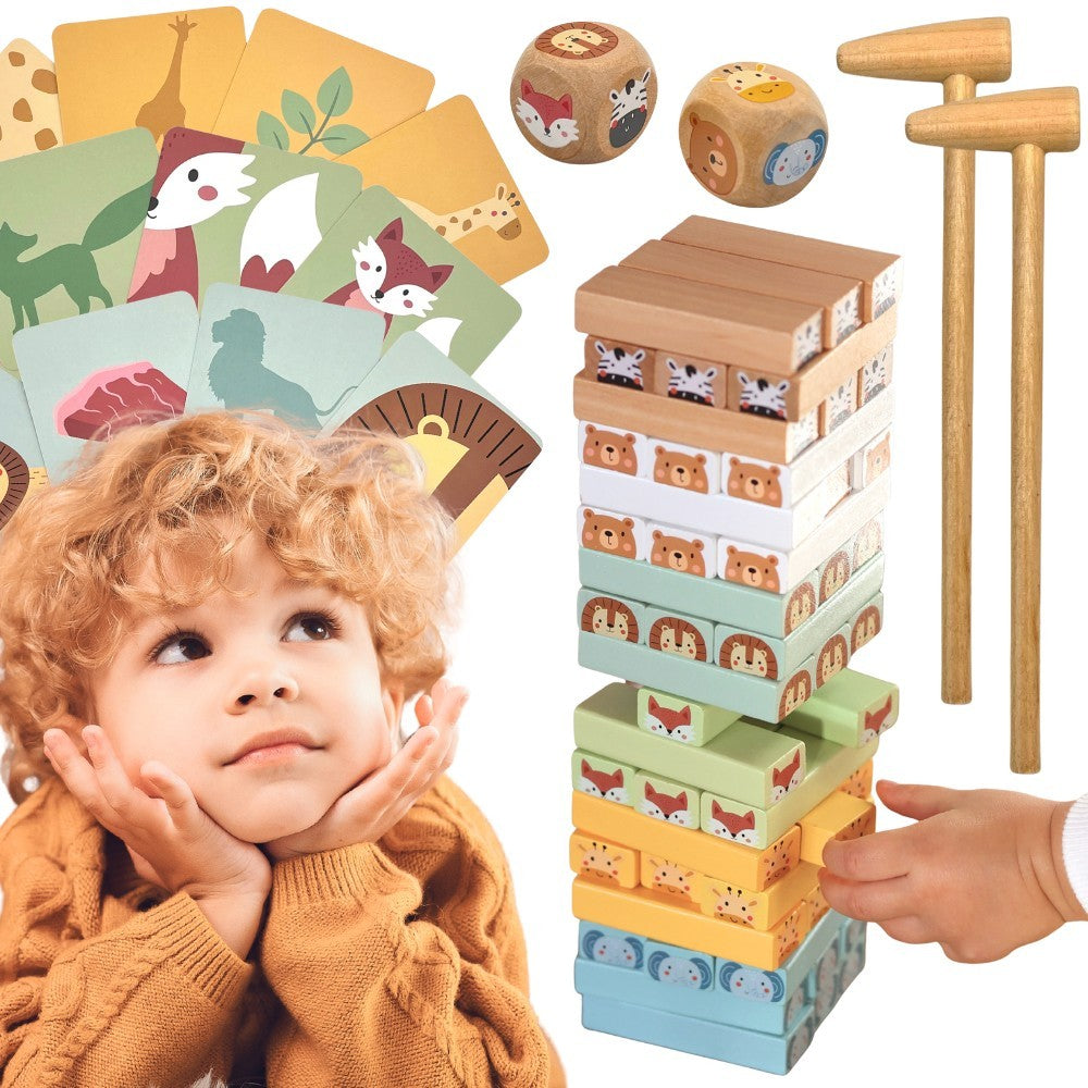 Woopie Green Skill Game Животни от клатеща се кула 82 бр. Fsc