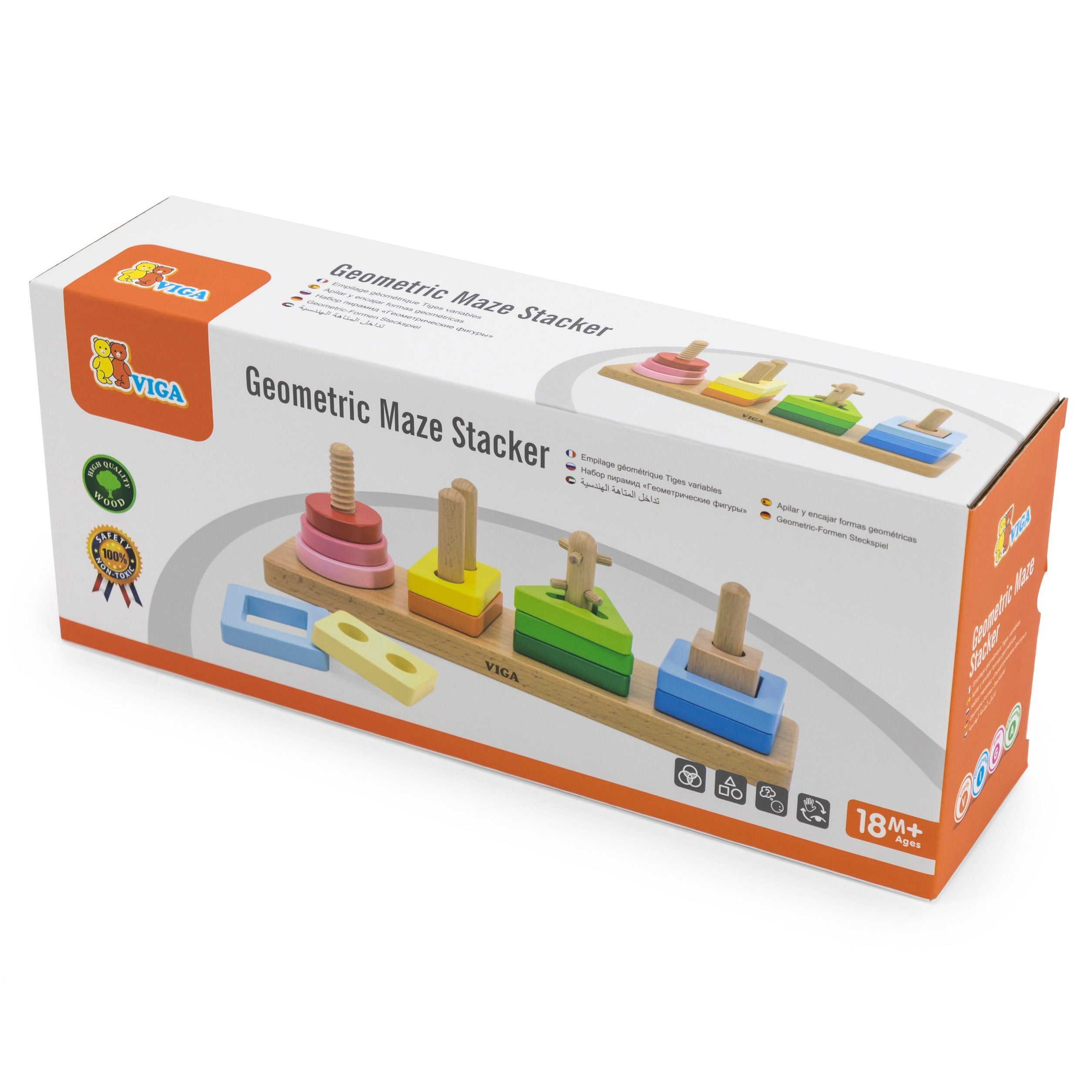 Dřevěné geometrické třídicí bludiště Viga