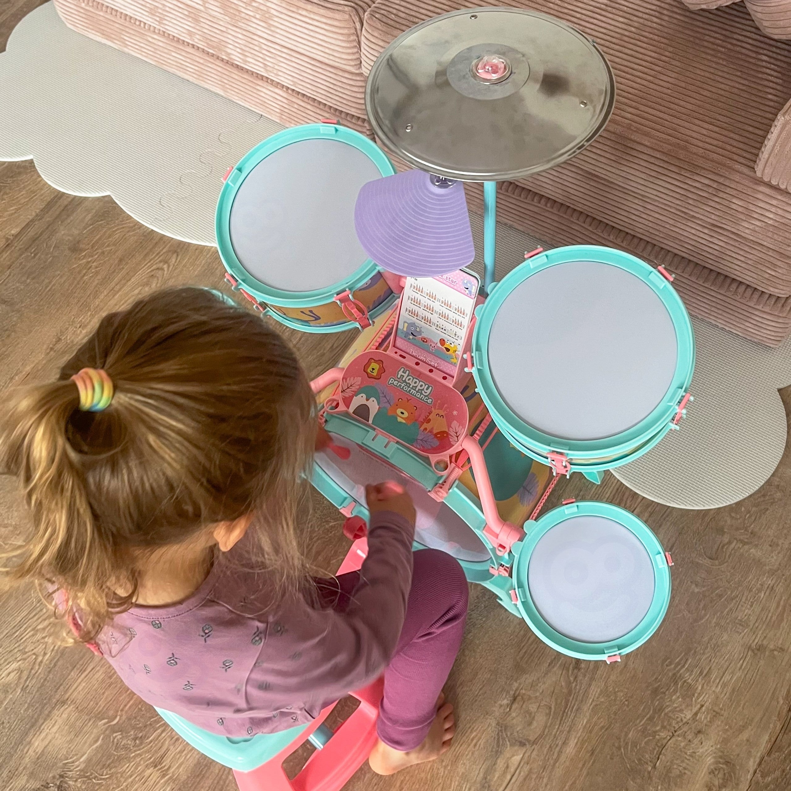 Woopie Educational Percussion For Children 5 Drums 1 Cymbal + Animal-themed Stool