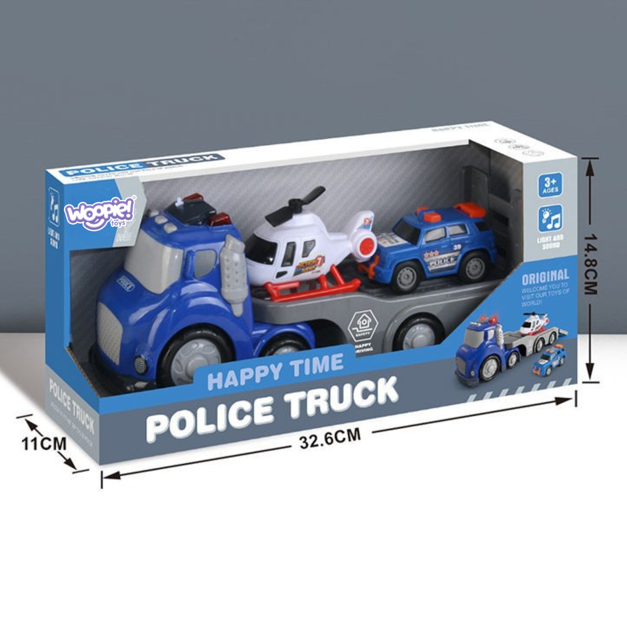 Woopie Blue Police City Truck Zvukové a svetelné efekty