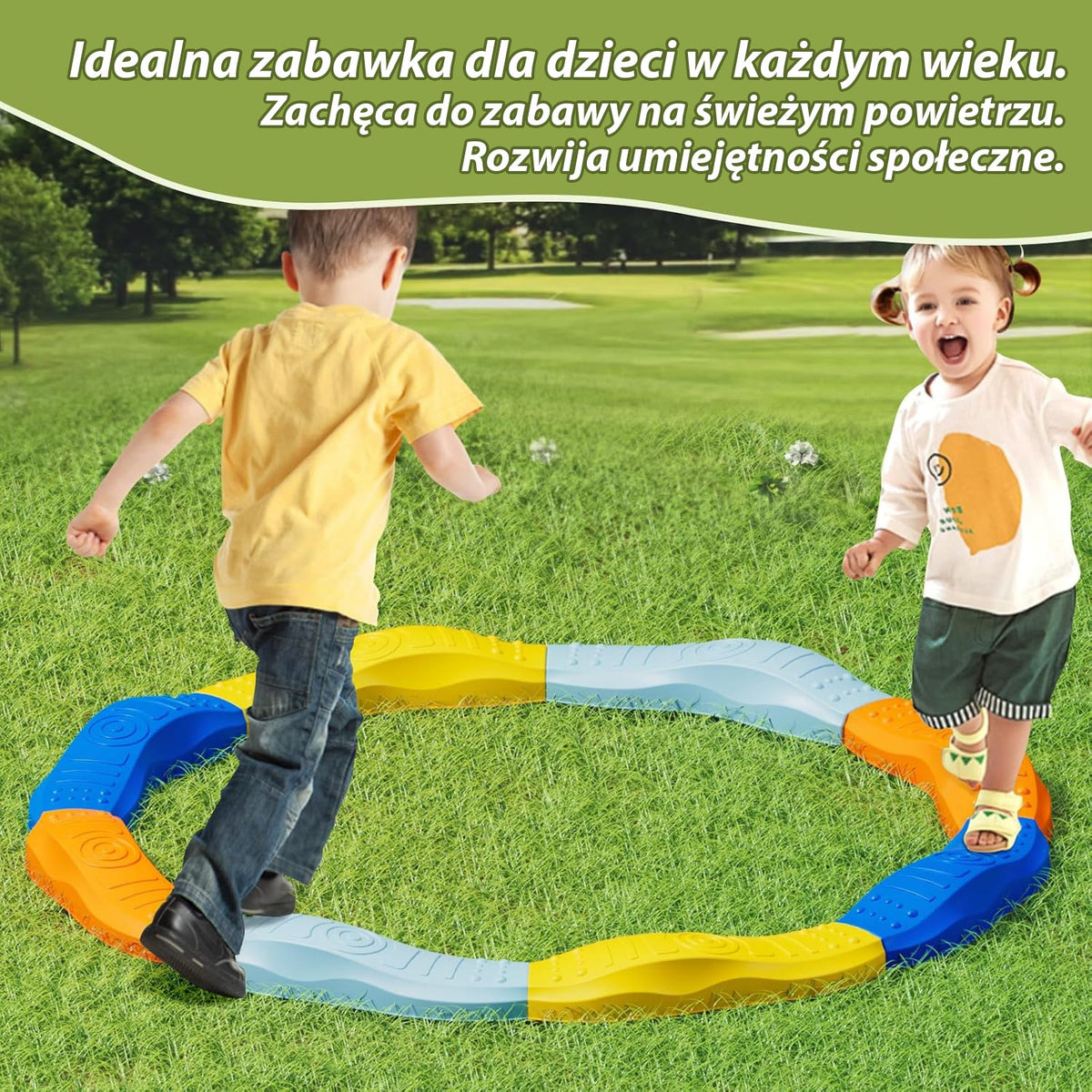 Círculo de caminho sensorial de trilha de feixe de equilíbrio modular Woopie
