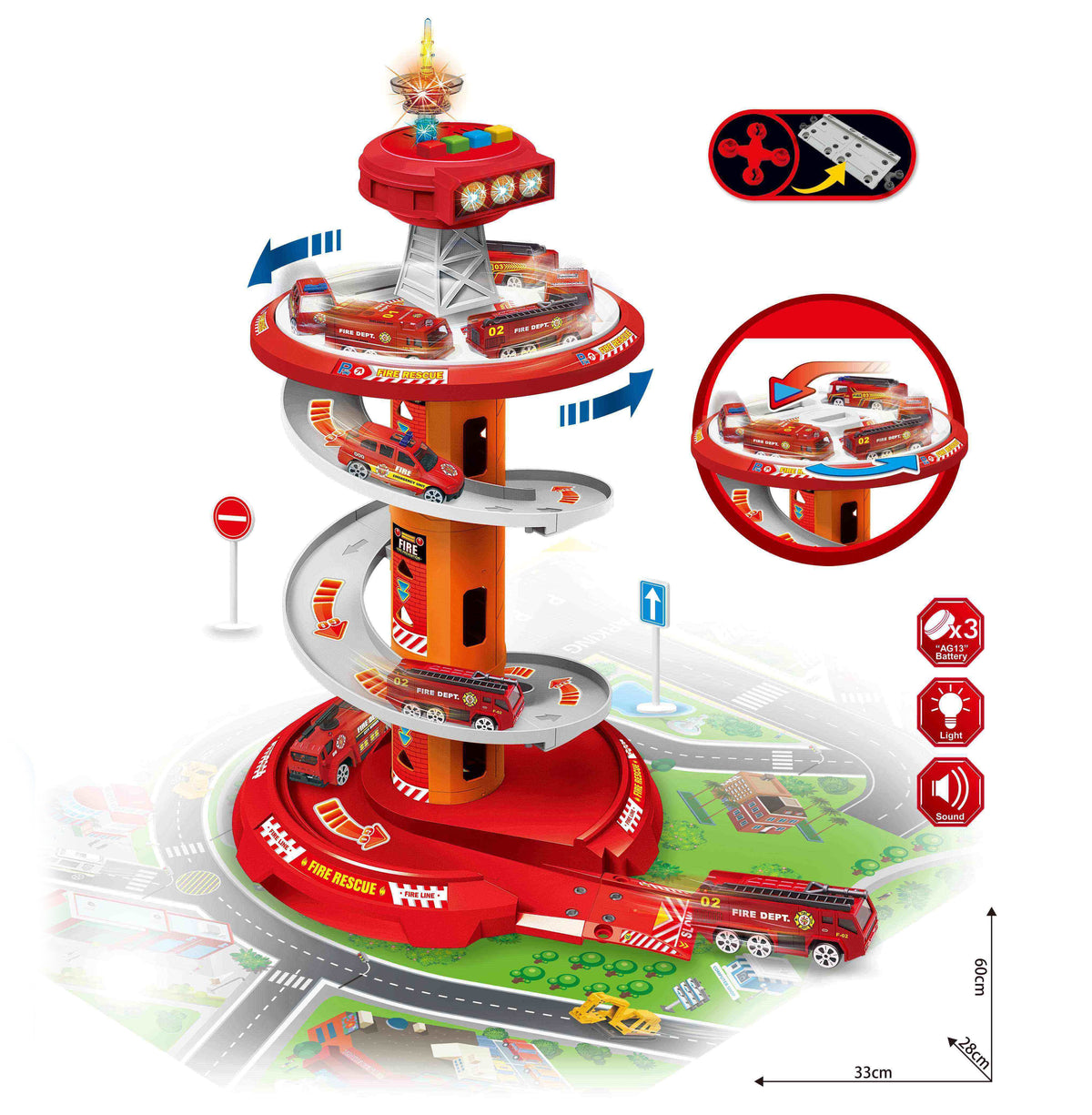 Woopie Spiral Track Car Garage 3 Pcs.
