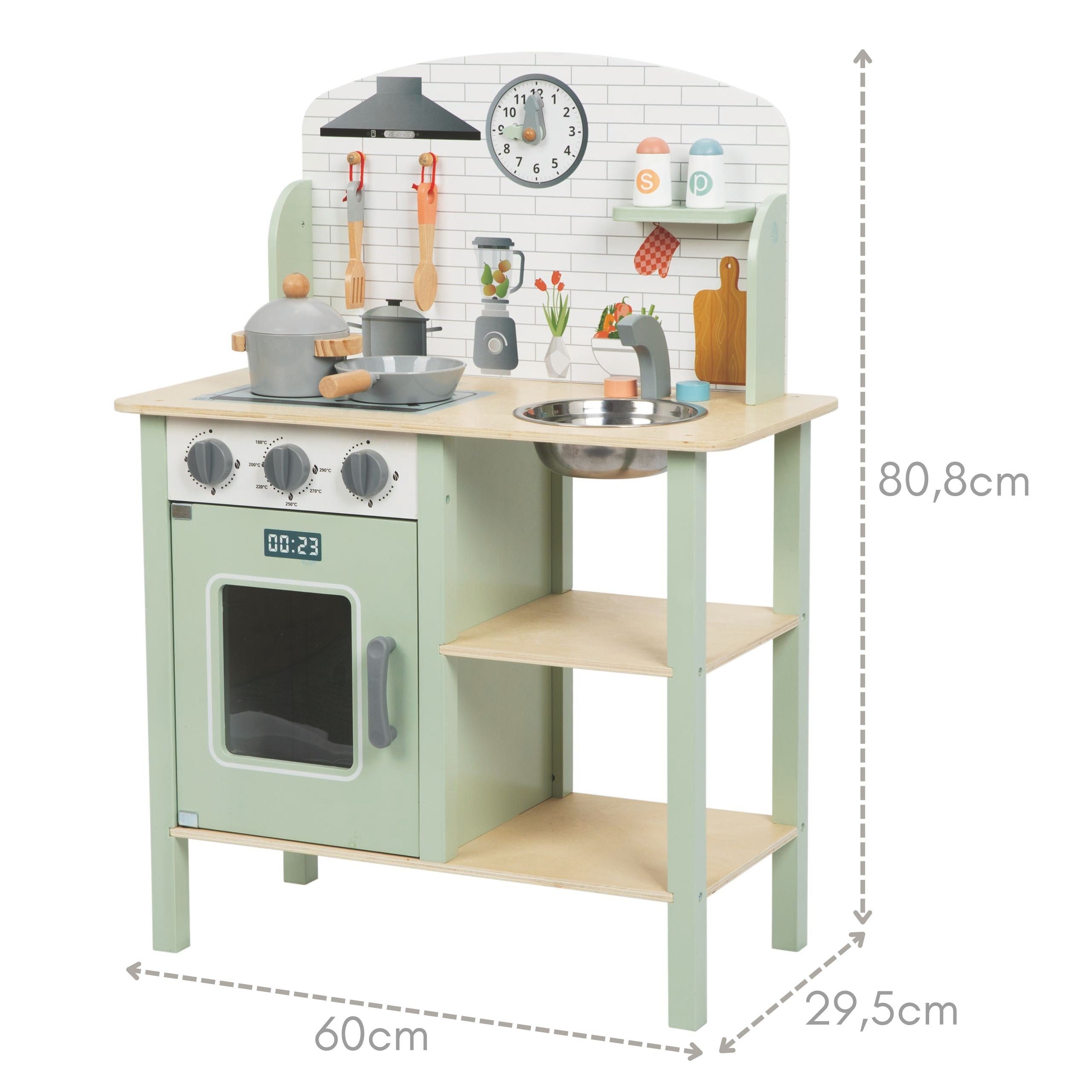 Cuisine en bois vert Tooky Toy avec accessoires