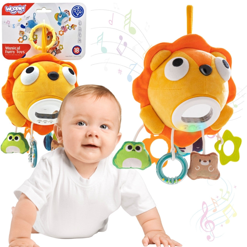 Woopie Baby Plush Lion Interactive Musical Cuddly Toy With Pendants And Teethers