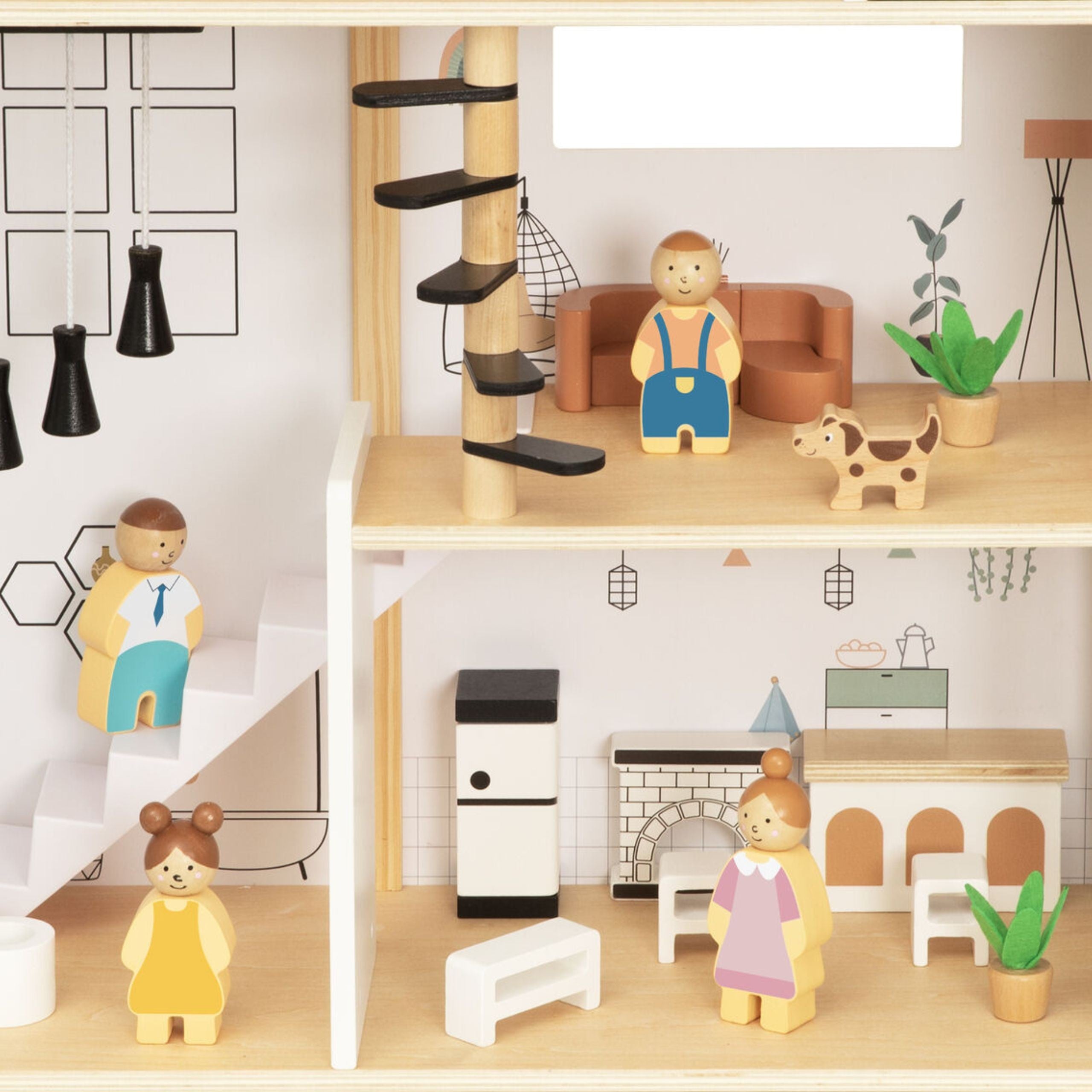 Tooky Toy Maison de poupée en bois 25 pièces