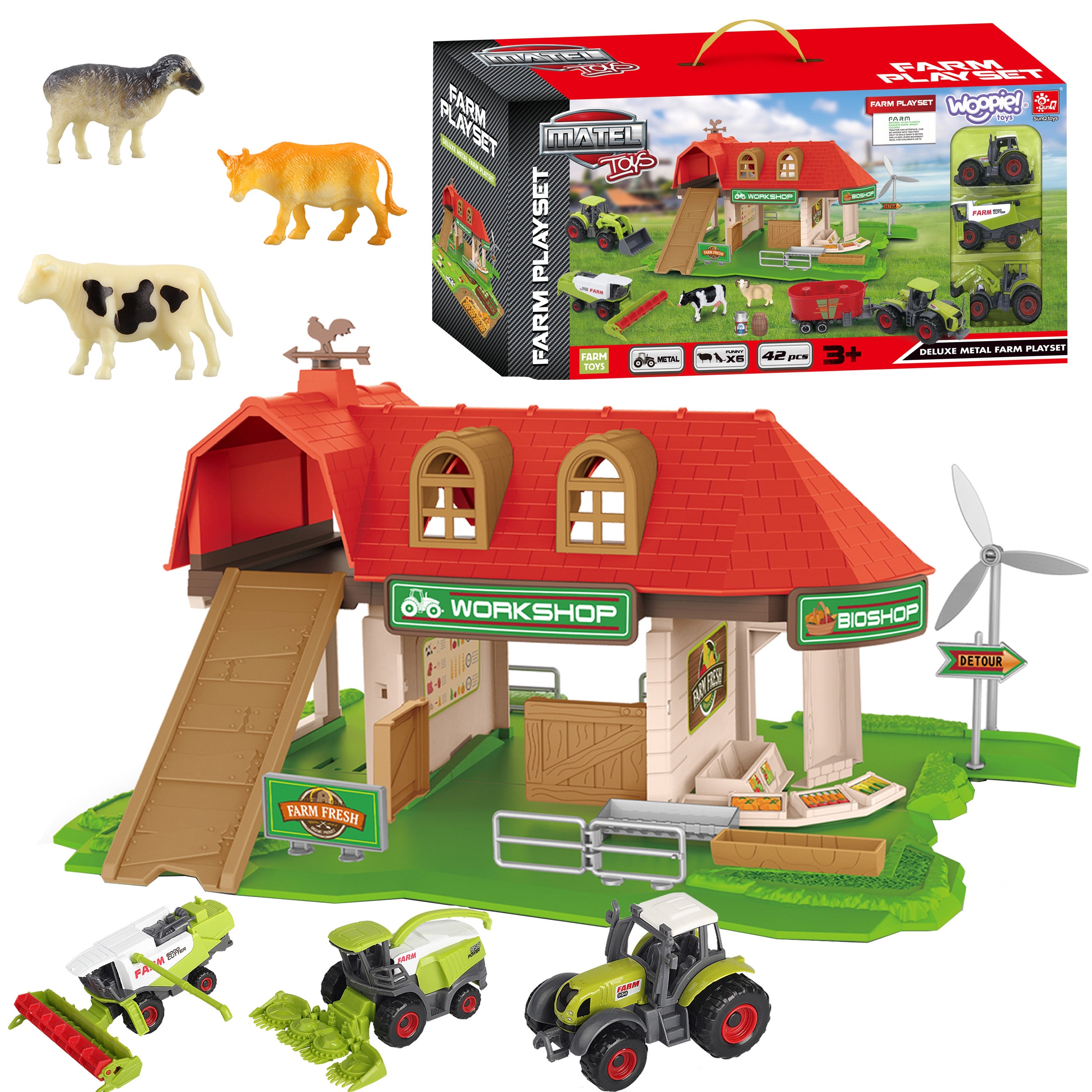 Woopie Farm Set Tractors + Figures 42 Pcs.