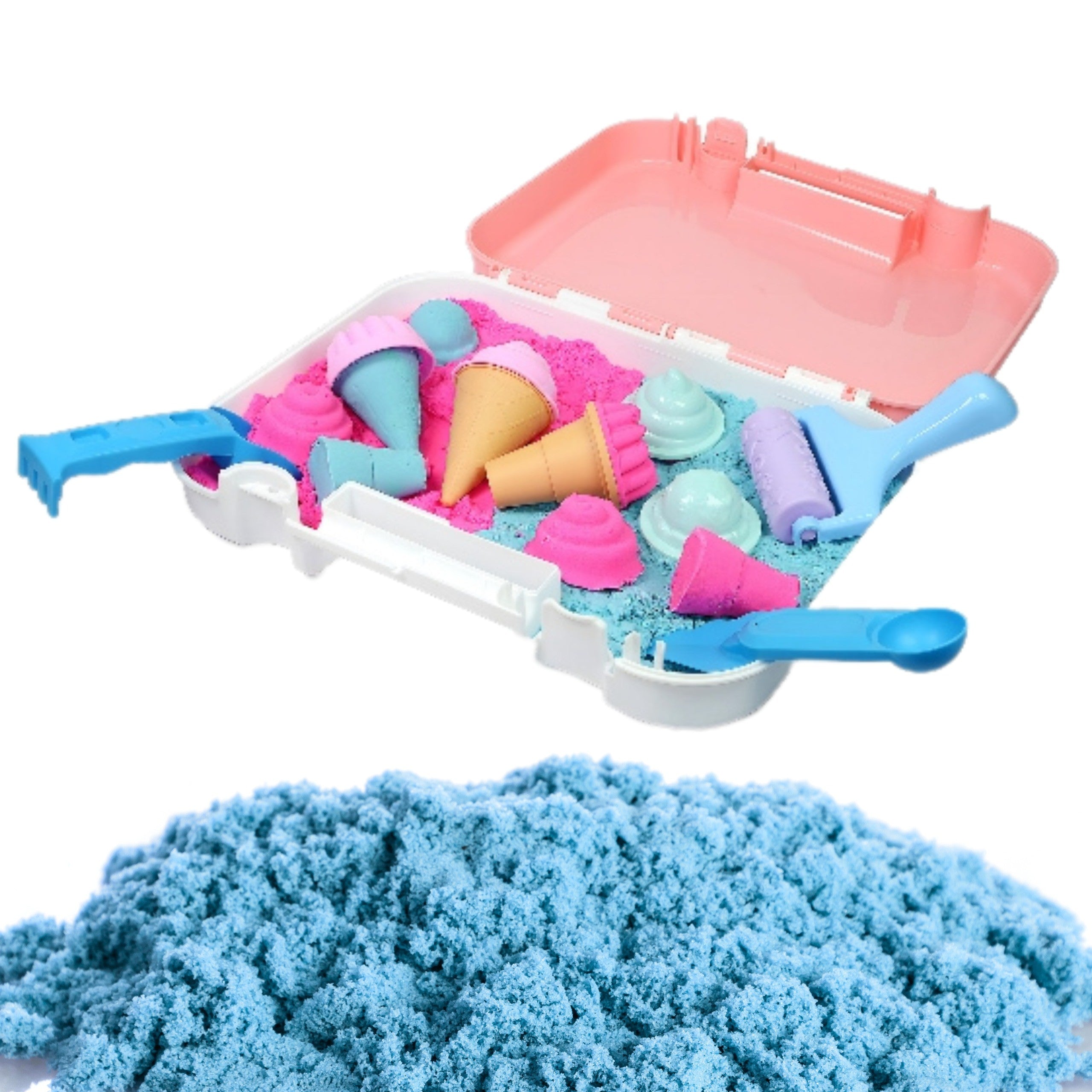 Woopie Kinetic Sand Set Is i en kuffert 1 kg + tilbehør