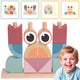Tooky Toy Рак Дървени пъзели Купчини Блокове Пастел