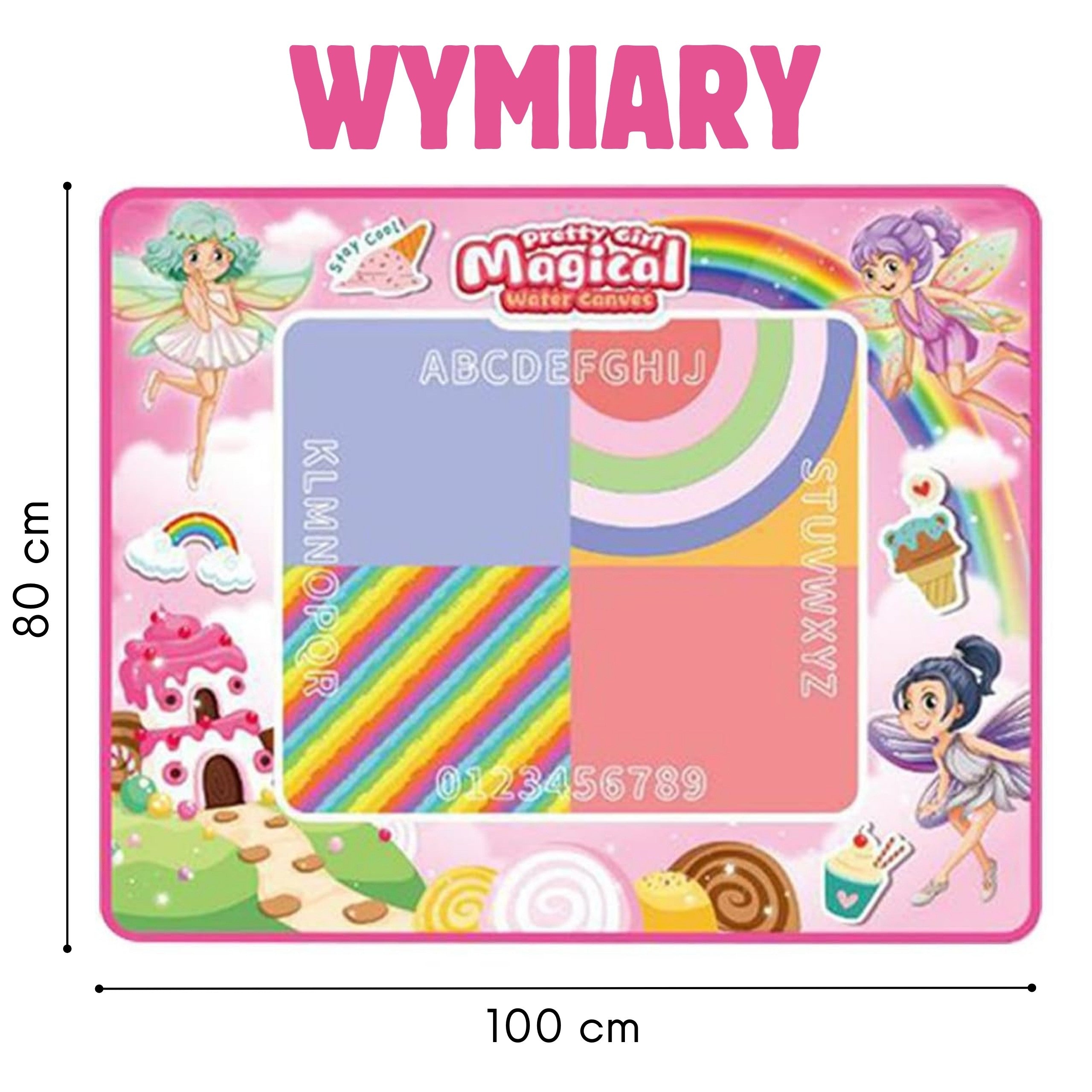 Woopie Подложка за рисуване с вода Xxl 100x80cm Fairies Pink