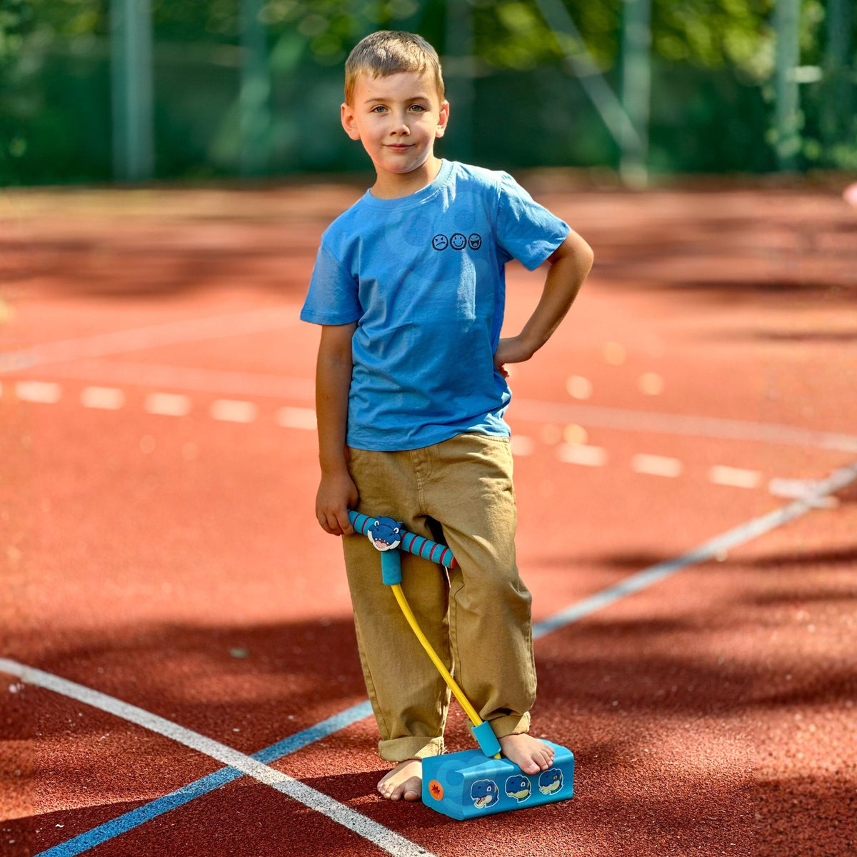 Woopie Foam Pogo Jumper til børn Blå dinosaur