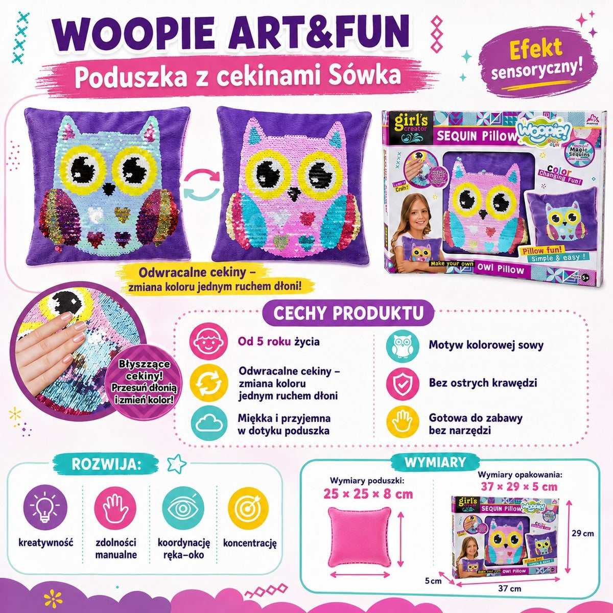 Woopie Art&fun Kreativset Eulenkissen zum Dekorieren