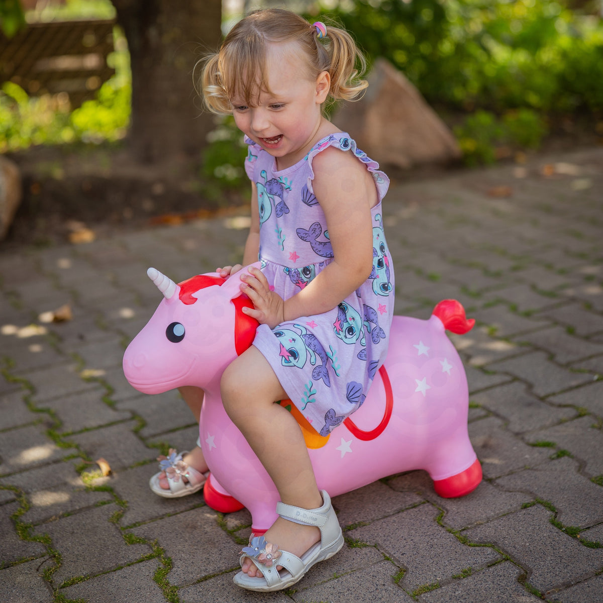 Woopie roze eenhoorn trui + pomp