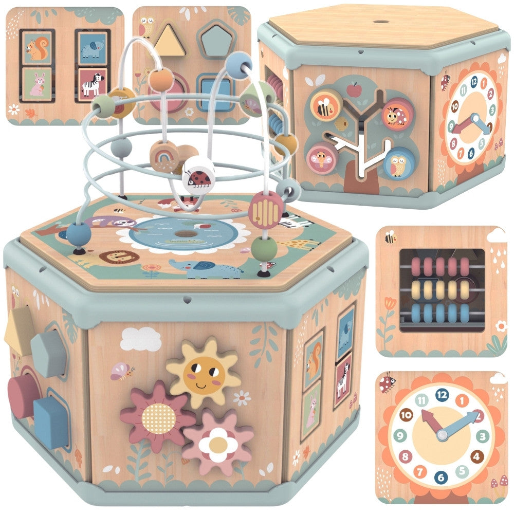 Tooky Toy Interactive Montessori sekskantet åbningsboks i træ