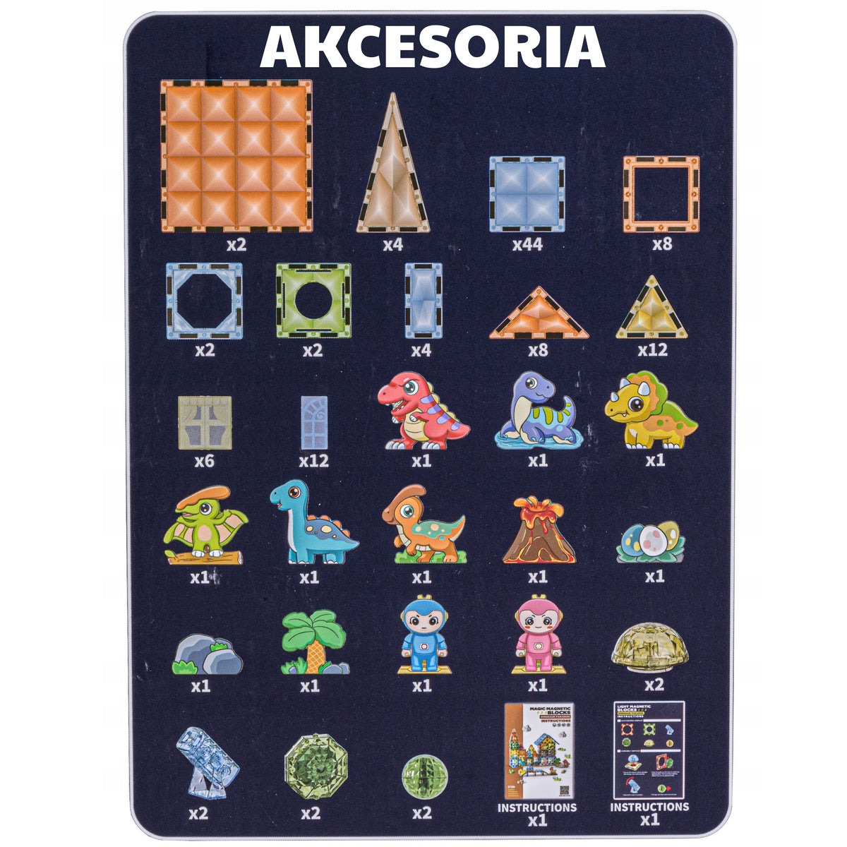 Woopie mágneses építőkockák világító 3d dinoszaurusz park 124db.