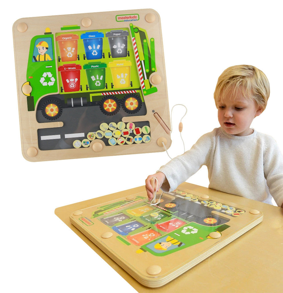 Masterkidz Placă magnetică pentru sortarea deșeurilor Camion de reciclare Montessori