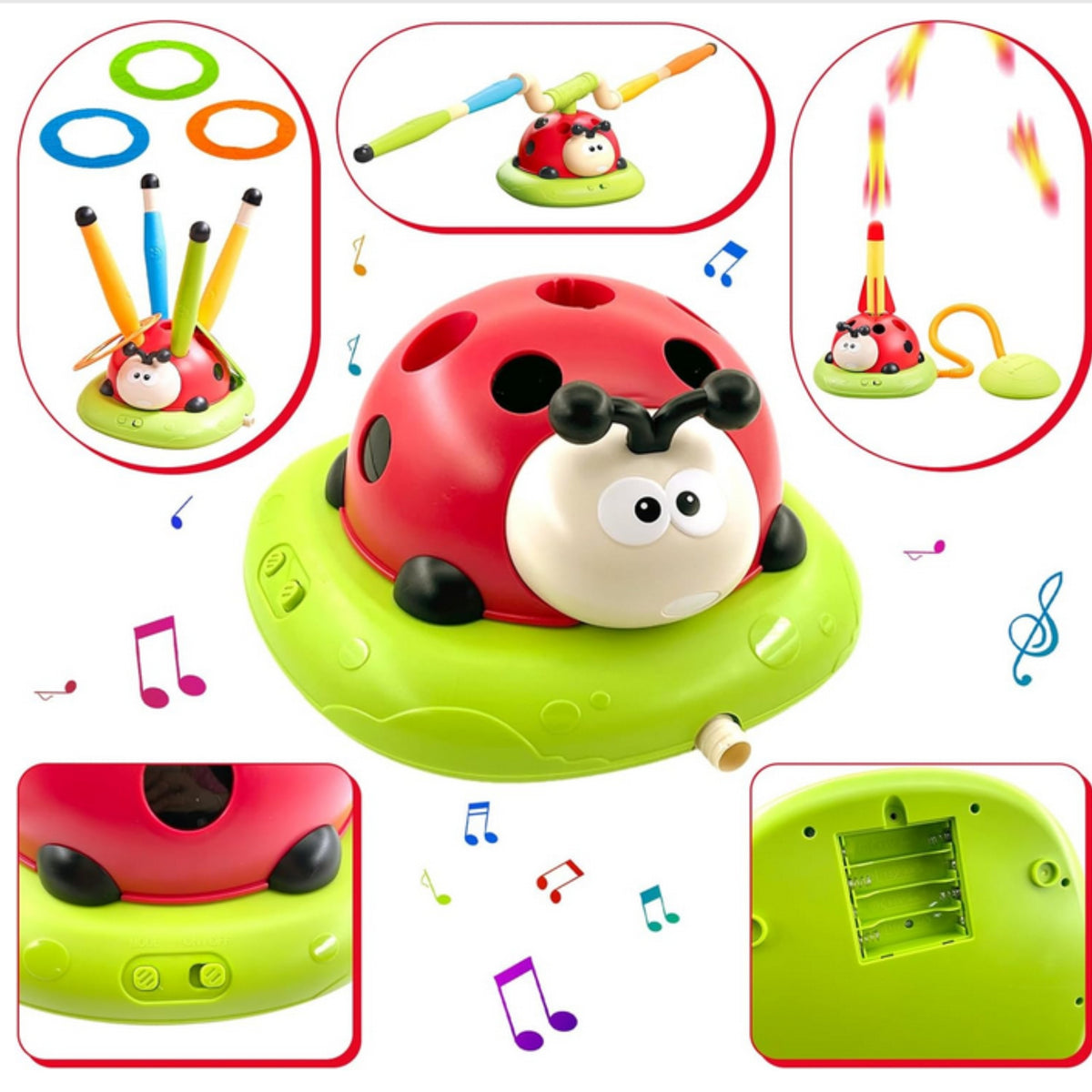 Arkádová hra Woopie 3 v 1 Rocket Launcher Hod přes švihadlo na cíl Ladybug