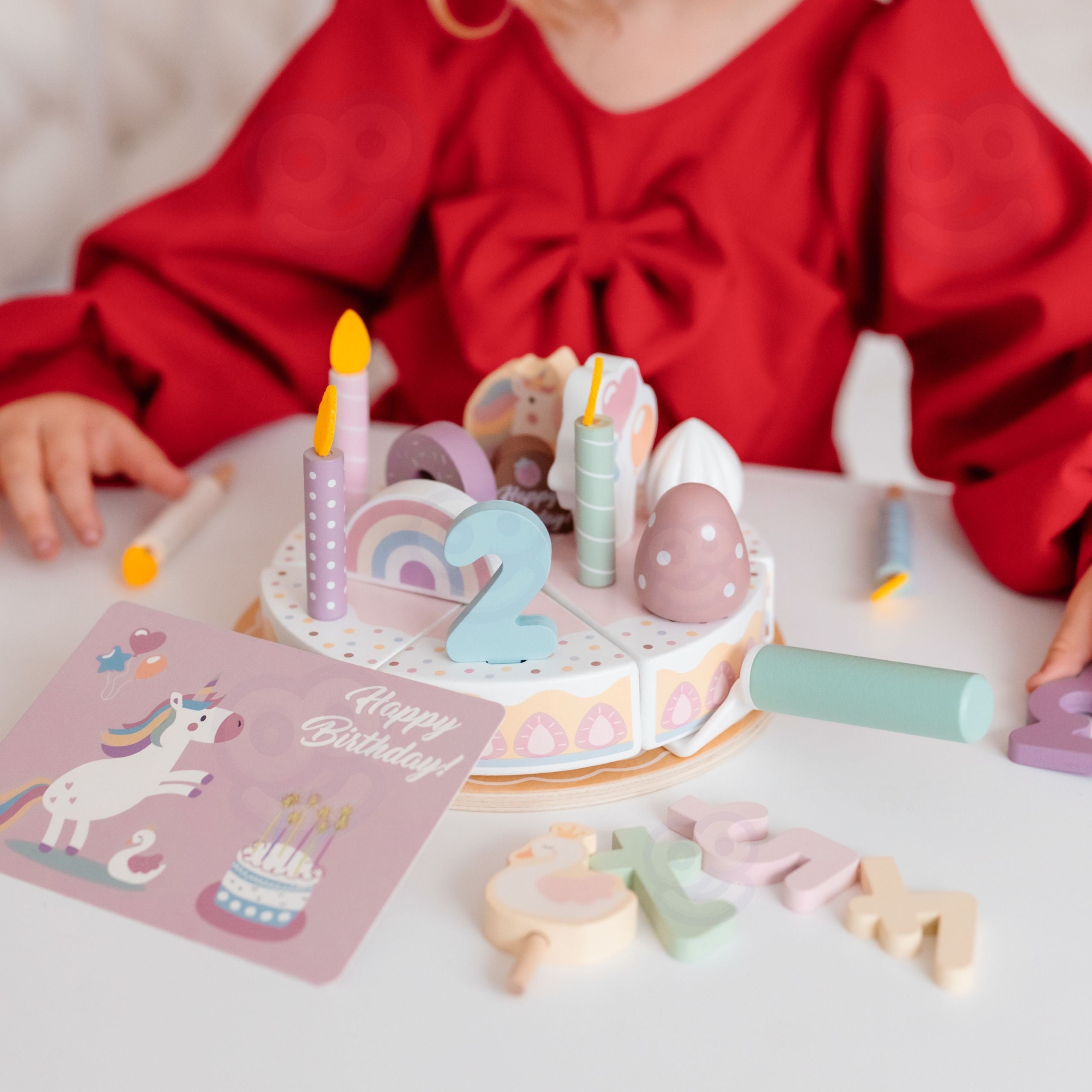 Woopie Green Wooden Birthday Cake For Cutting With Velcro 27 Pcs.