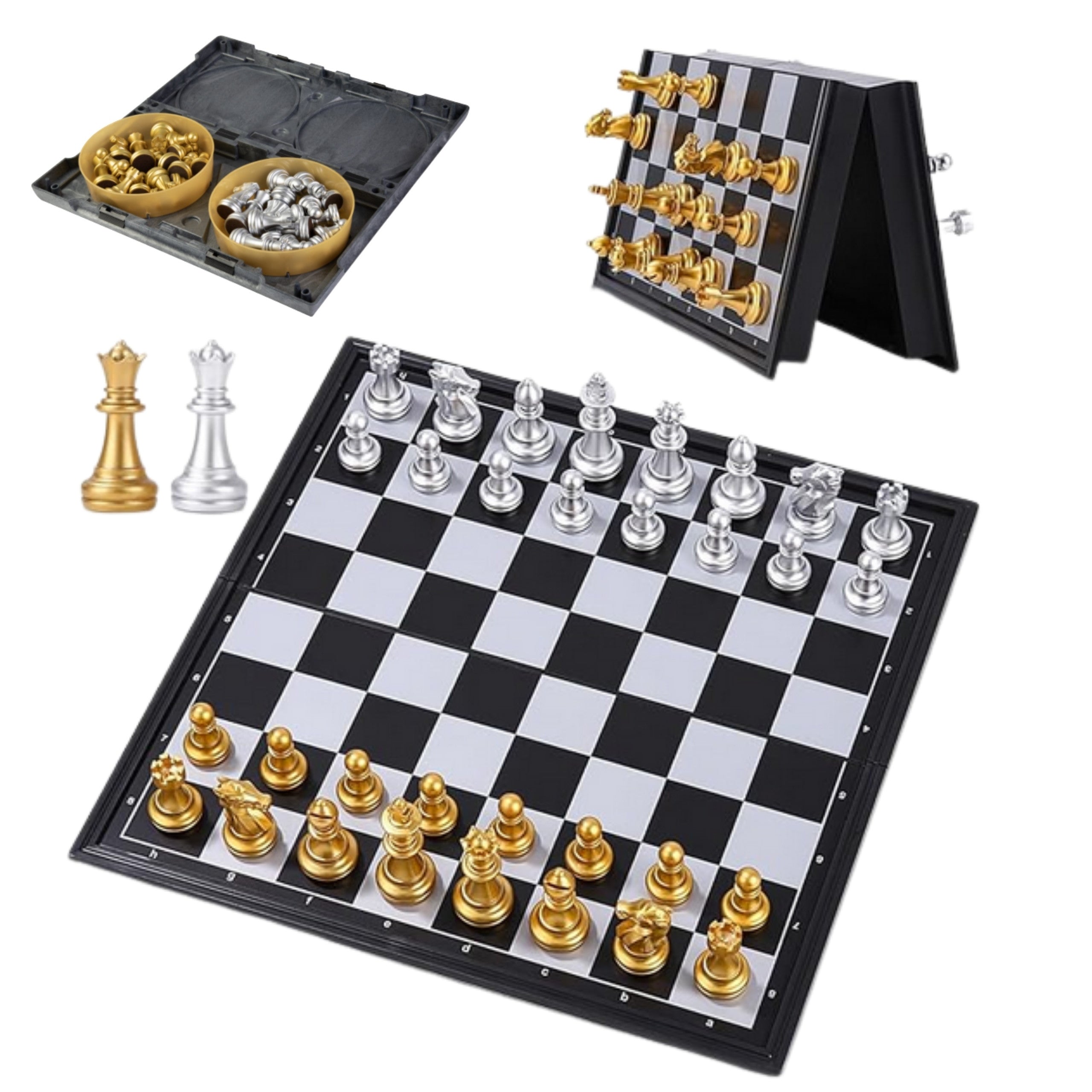 Woopie Jeu d'échecs magnétique portable Or Argent