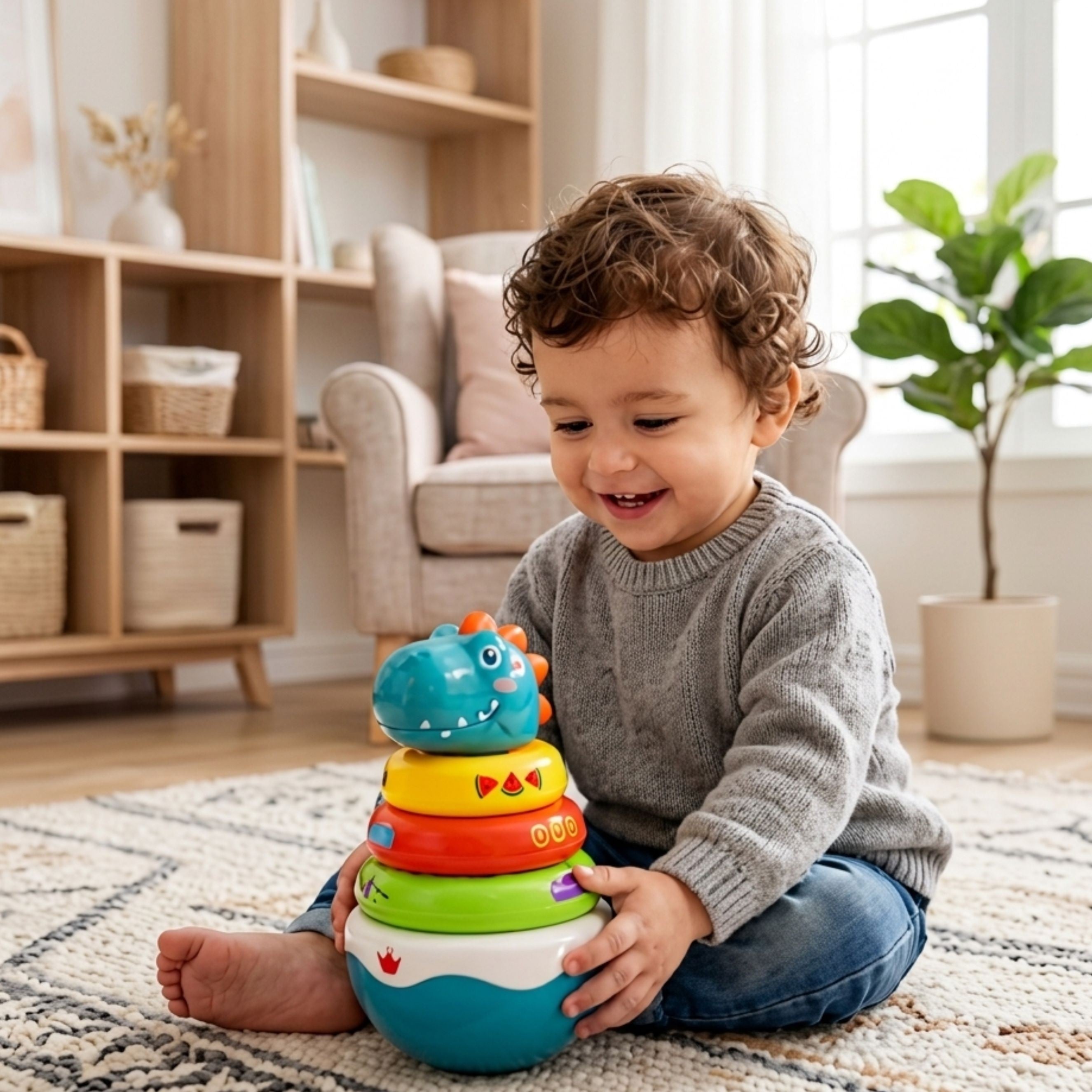 Woopie Baby Sensory Toy Dino Pyramid Puzzle For Babies
