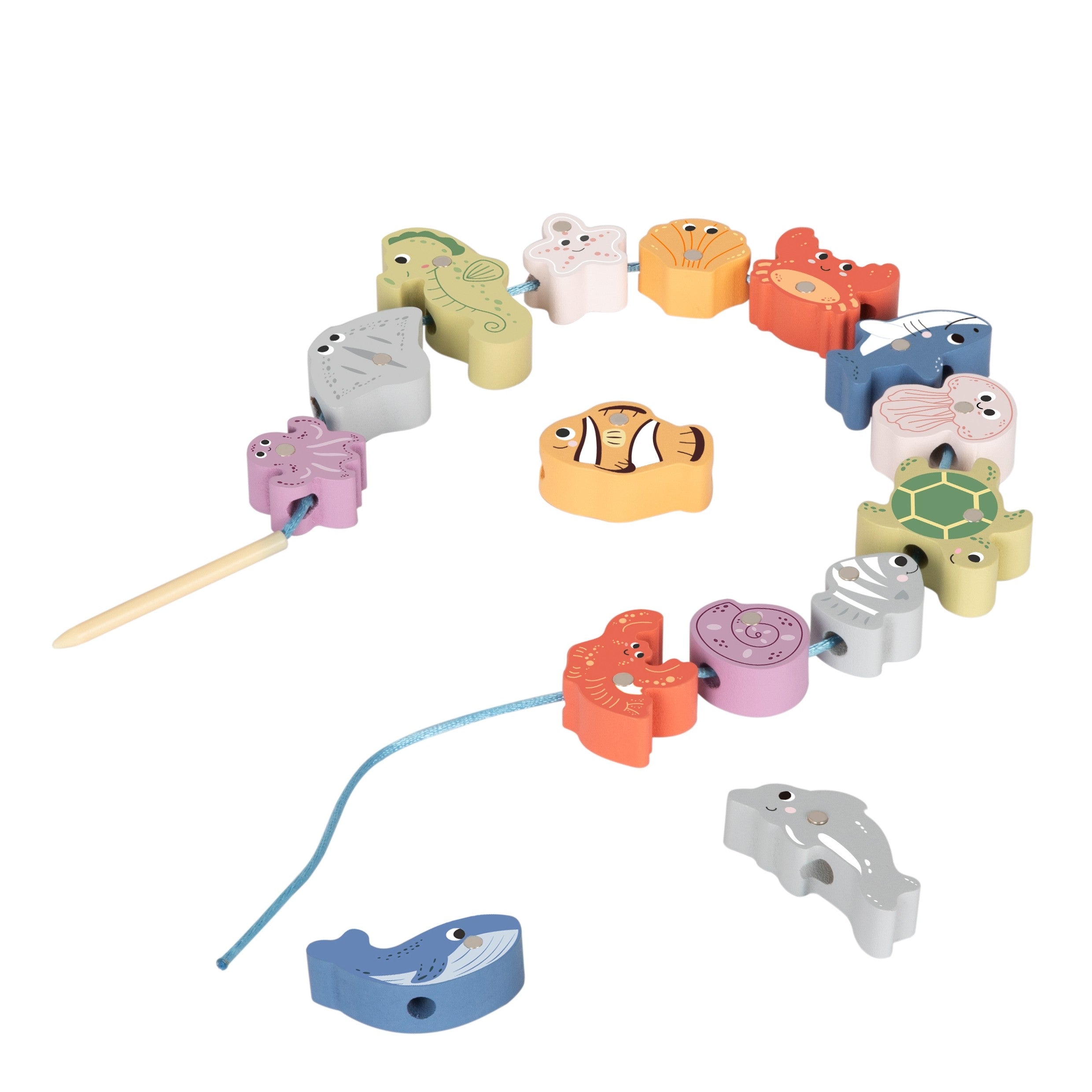 Tooky Toy fából készült tengeri játékkészlet Balance Tower Horgászfigurák 23 db