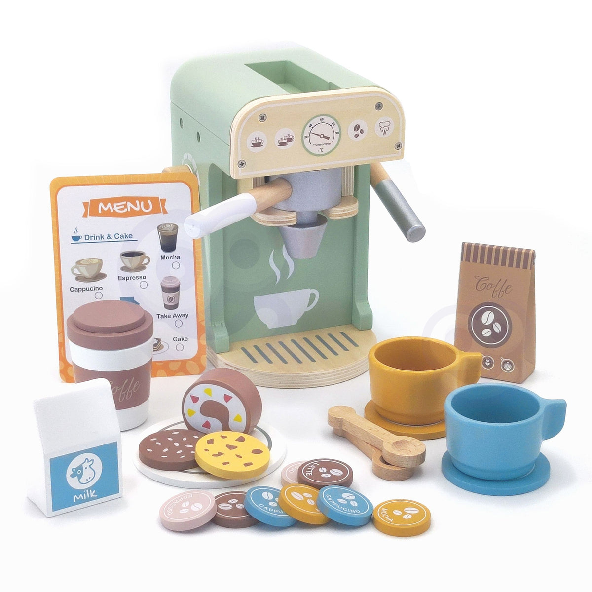 Woopie Zielony Drewniany Ekspres Do Kawy Cukiernia Barista 25 Szt.