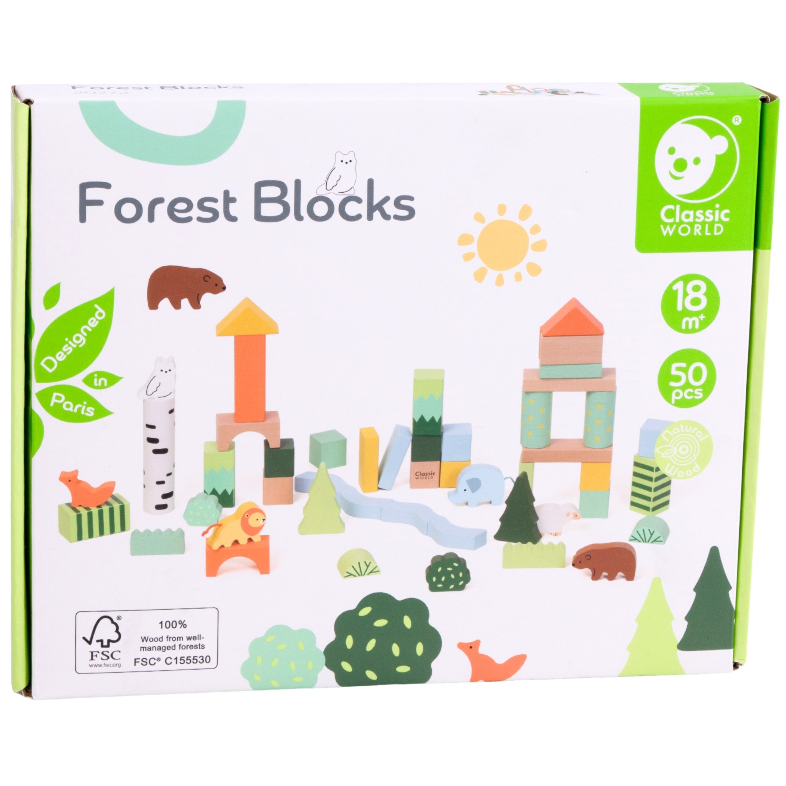 Classic World Set Of Wooden Blocks Forest World 50 Pcs.