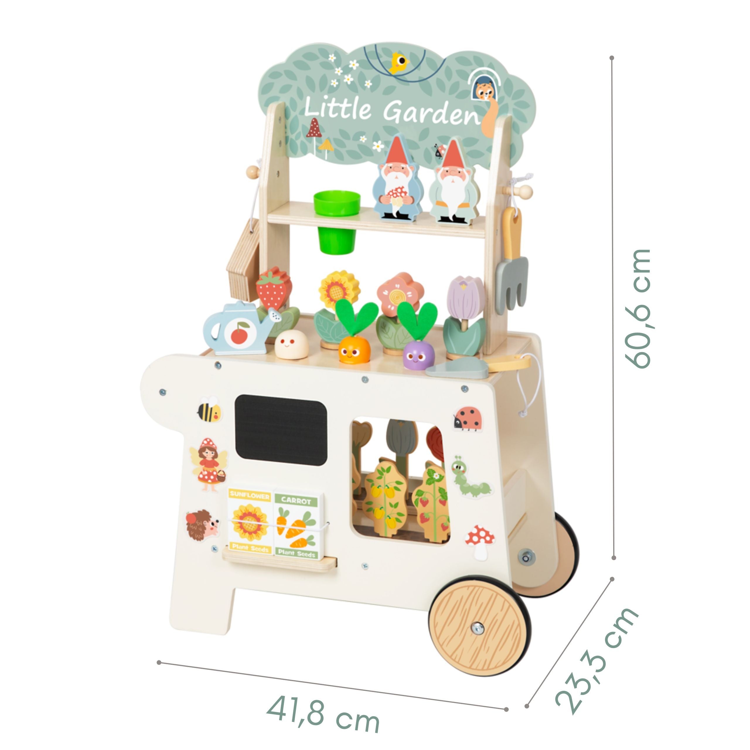 Tooky Toy Montessori Holz-Gartenwagen 57-tlg