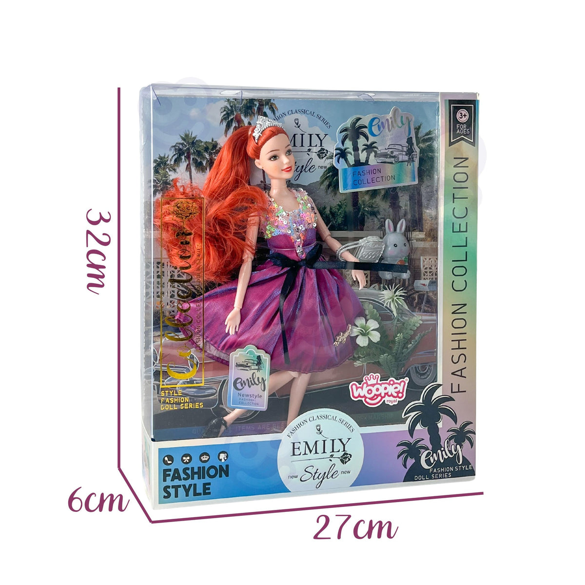 Woopie Royal Emi Style Fashion Doll 32 cm - Elegante principessa in abito rosa + accessori