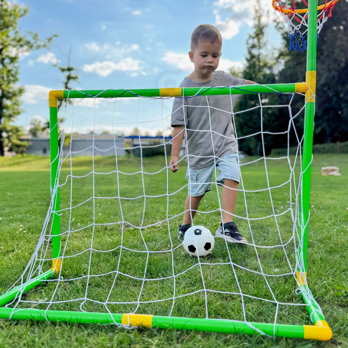 Woopie 2-in-1 Basketball Set: Soccer Goal + Basketball