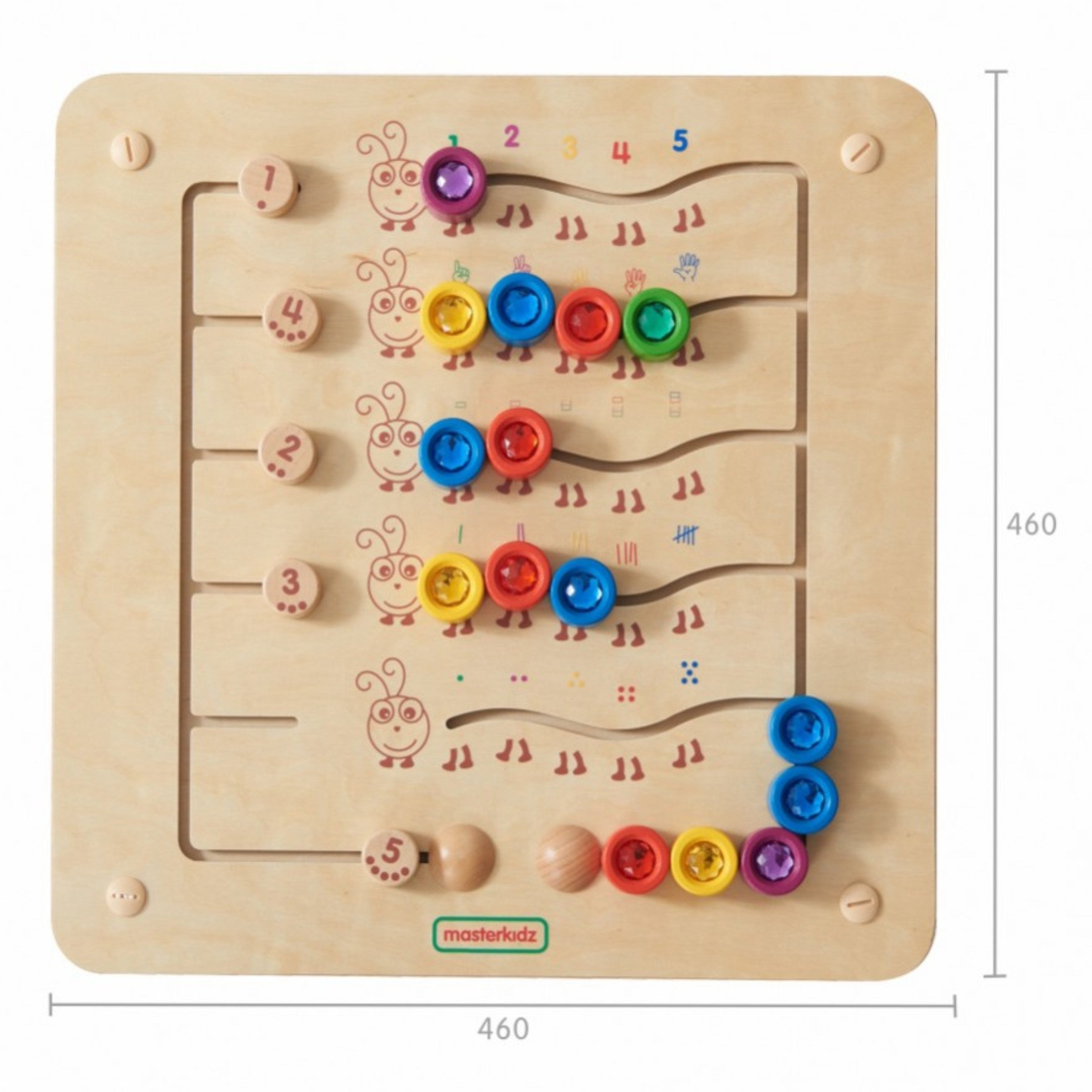 Masterkidz Colorful Caterpillars Learning Numbers And Quantities - Монтесори Образователна стенна дъска