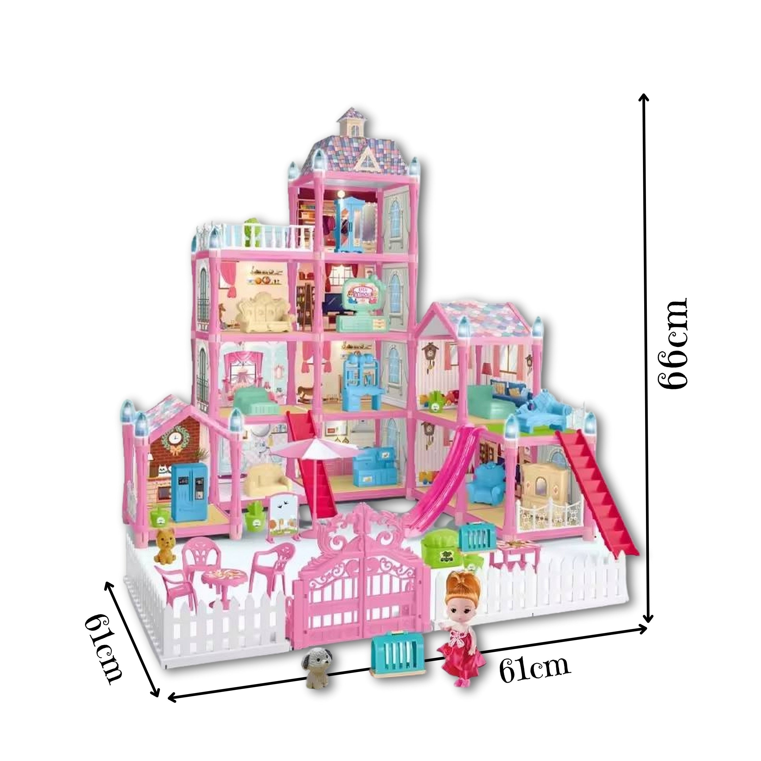 Woopie Dollhouse Villa met accessoires en verlicht popje 275 stuks.