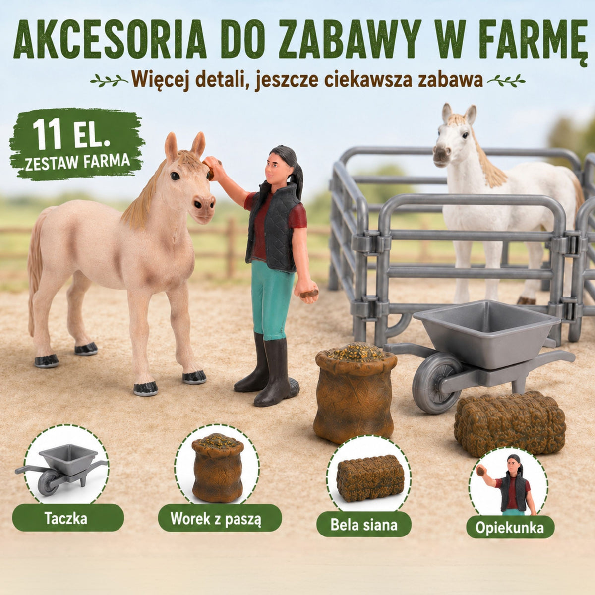 Woopie Farm Horses Figurenset Little Farmer 11-teiliges Zubehör