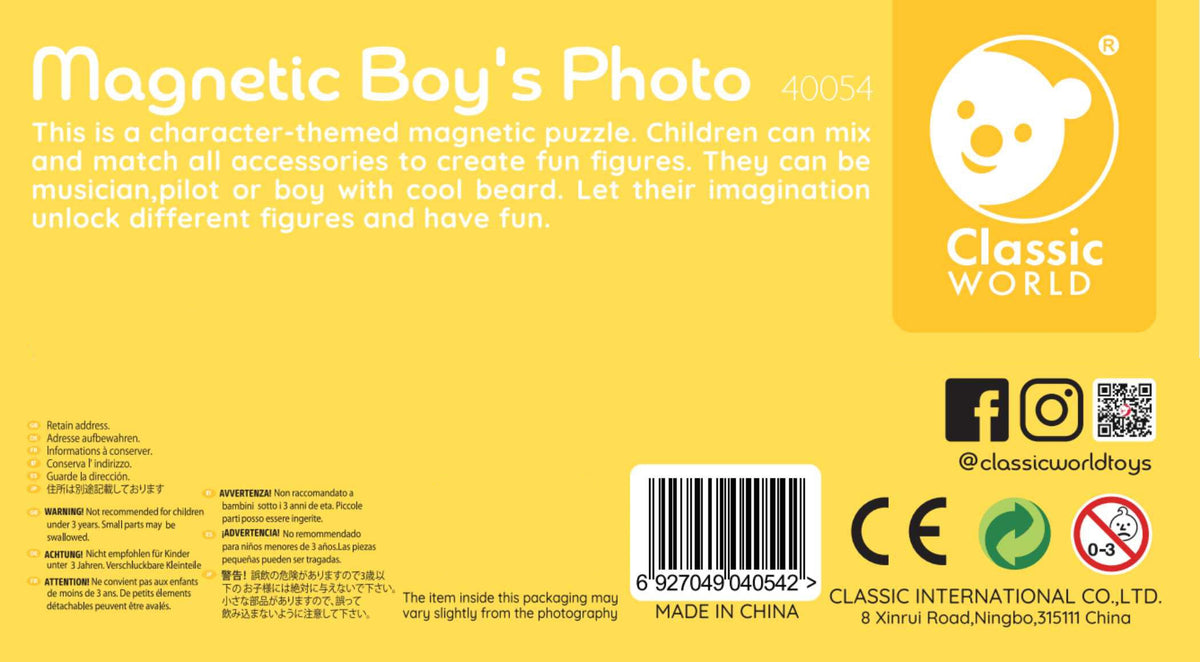 Classic World Puzzle Magnetic Fotografii de modă Băieți 32 buc.